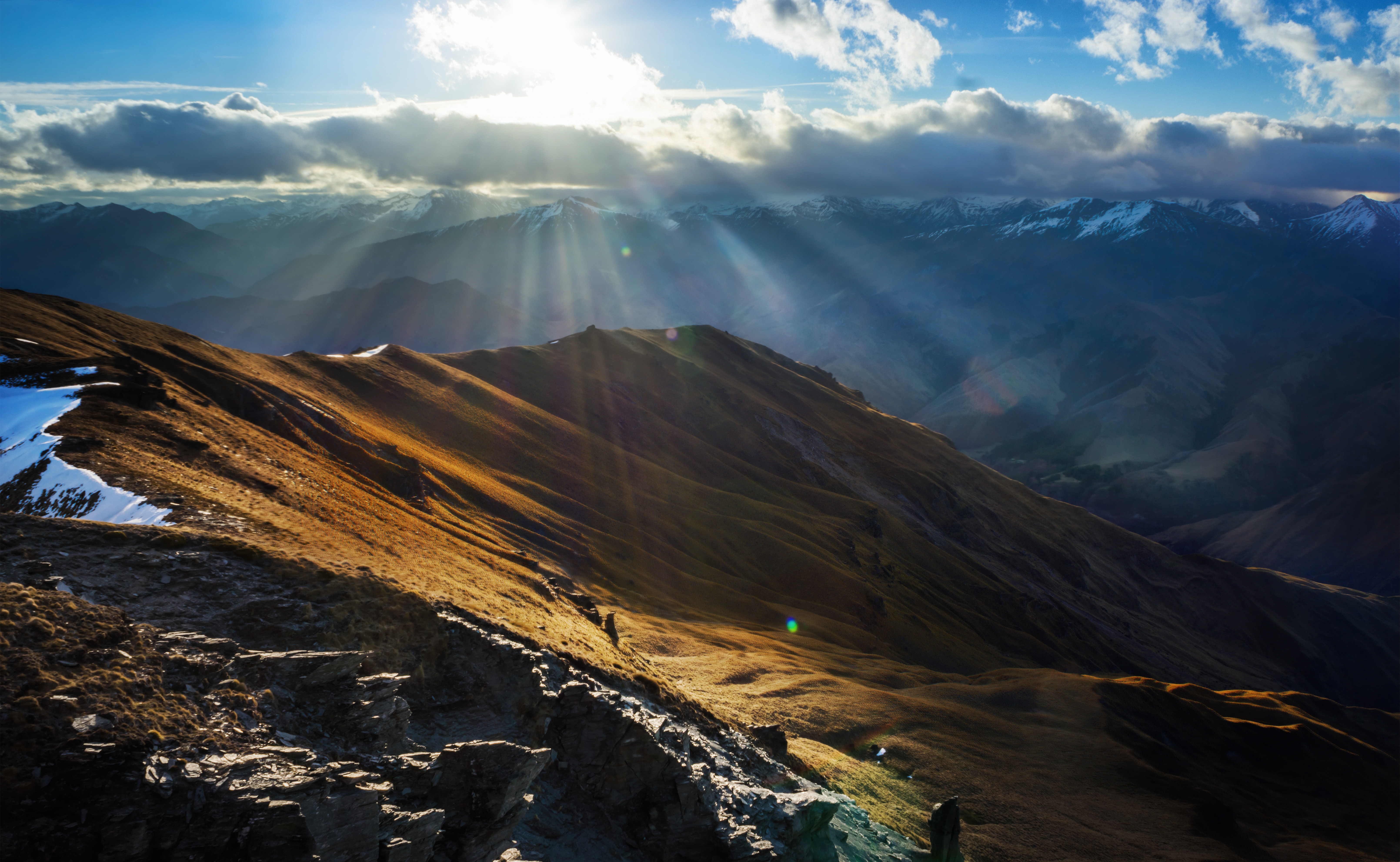 Landscape Sun Sunbeam New Zealand Aotearoa Mountain 6439x3966