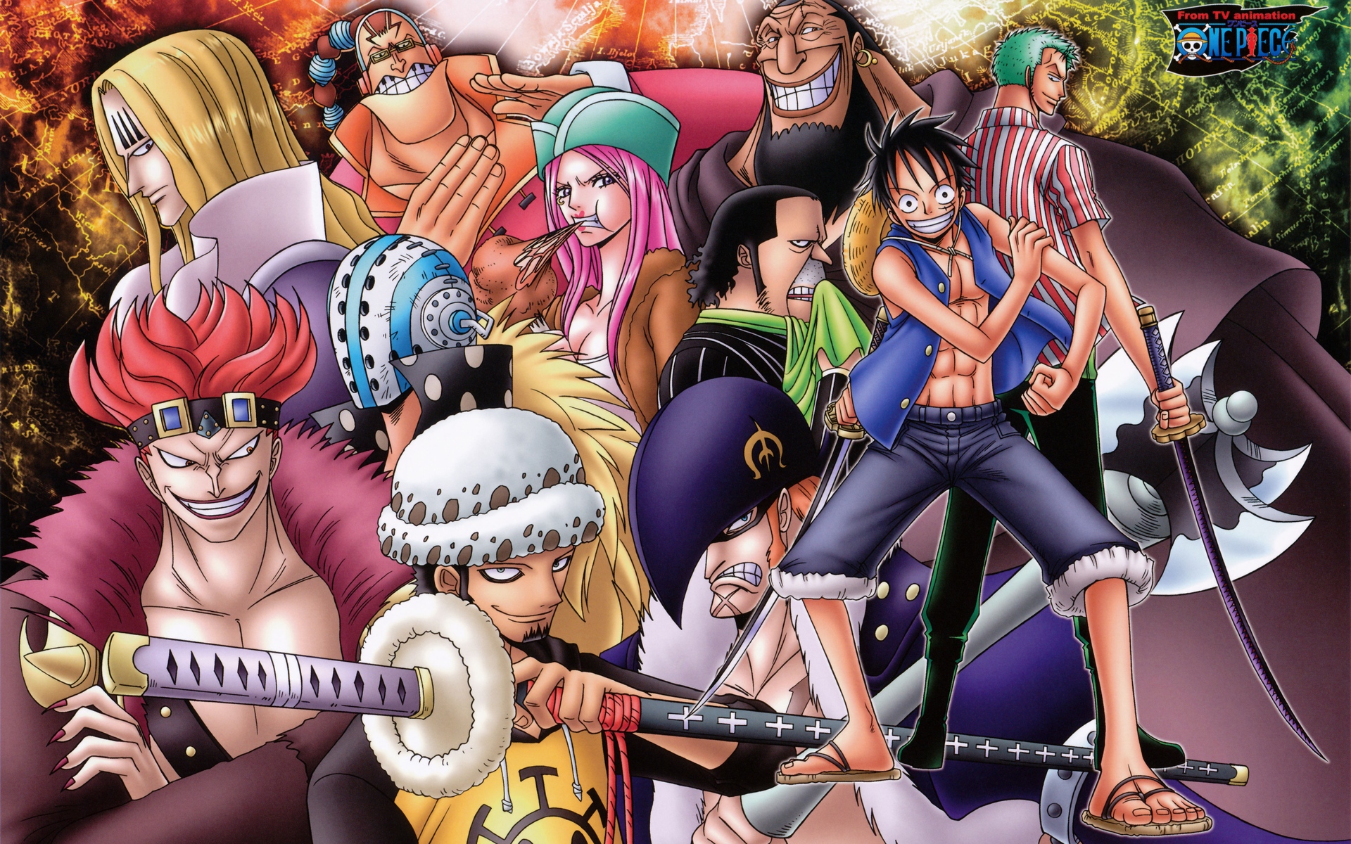 Eustass One Piece Monkey D Luffy Roronoa Zoro Trafalgar Law Urouge One Piece X Drake 1920x1200