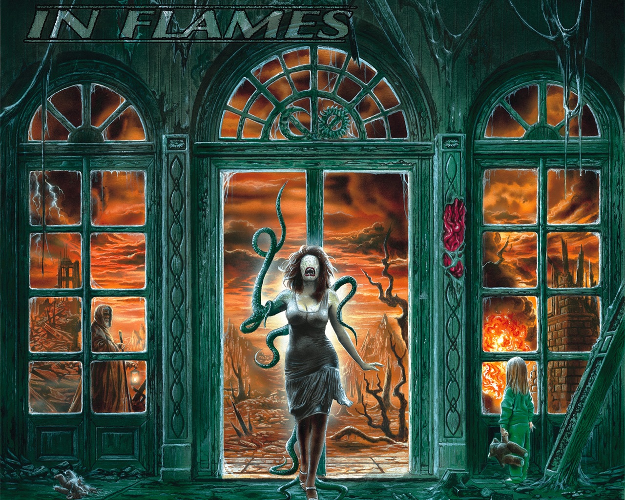 Fire Girl In Flames Monster Music Teddy Bear Woman 1280x1024