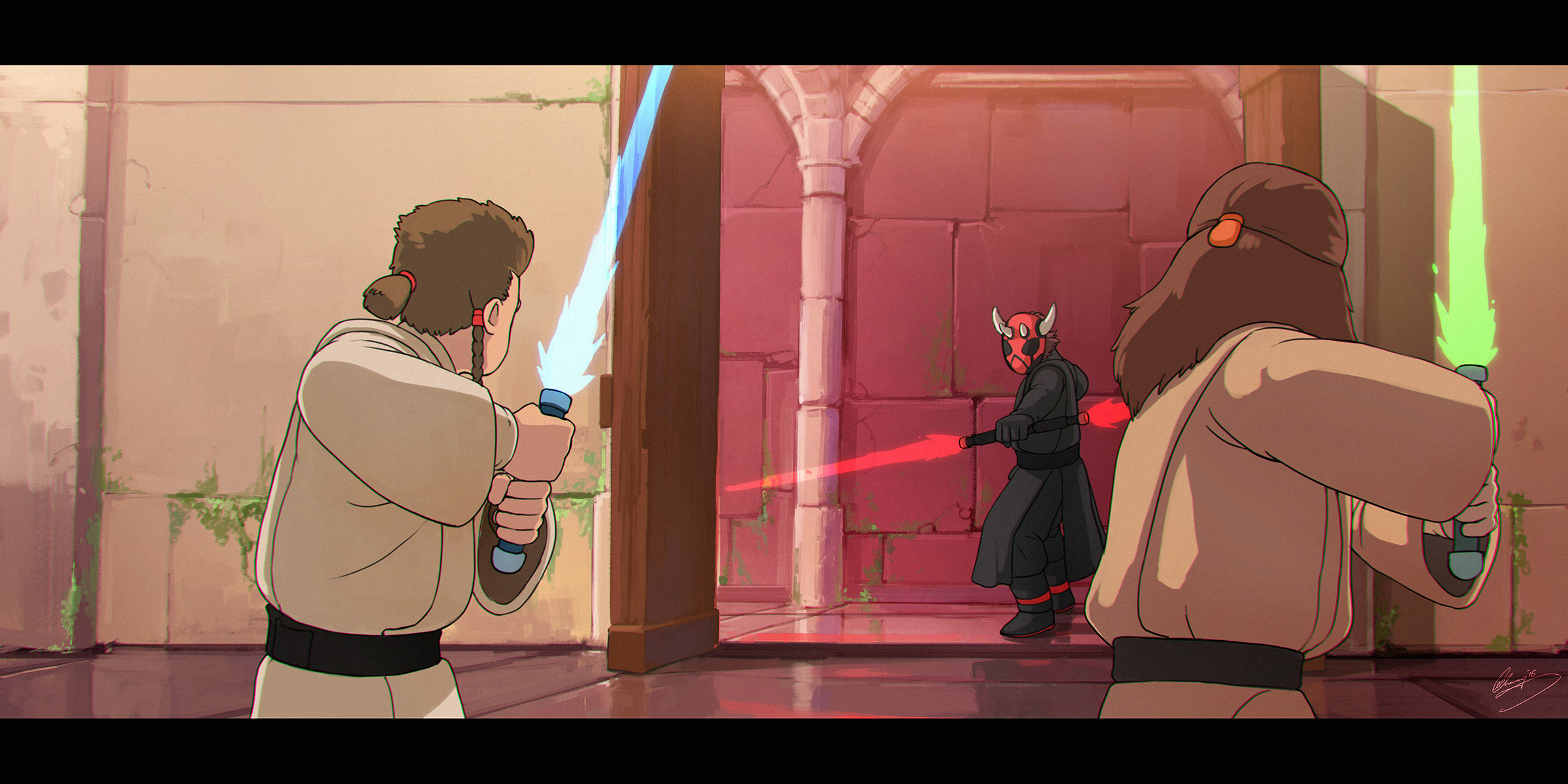 Star Wars Humor Studio Ghibli Lightsaber Jedi Sith Darth Maul Obi Wan Kenobi Qui Gon Jinn 2400x1200