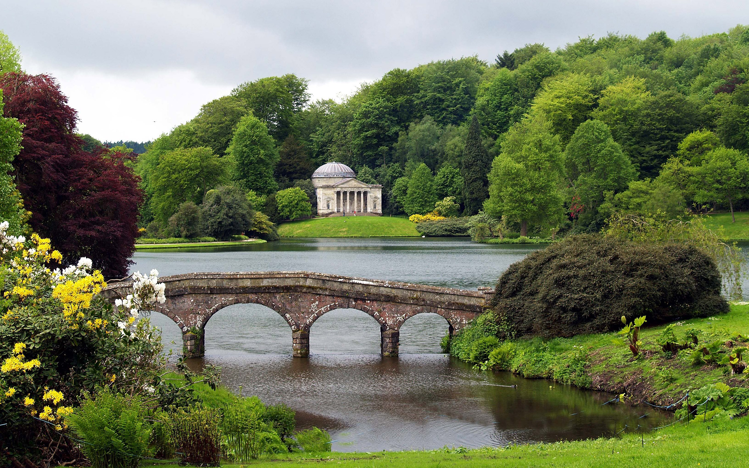 Bridge Bush Field Flower Forest House Lake Lakem Monument Landscape Photography Shrub Tree 2560x1600