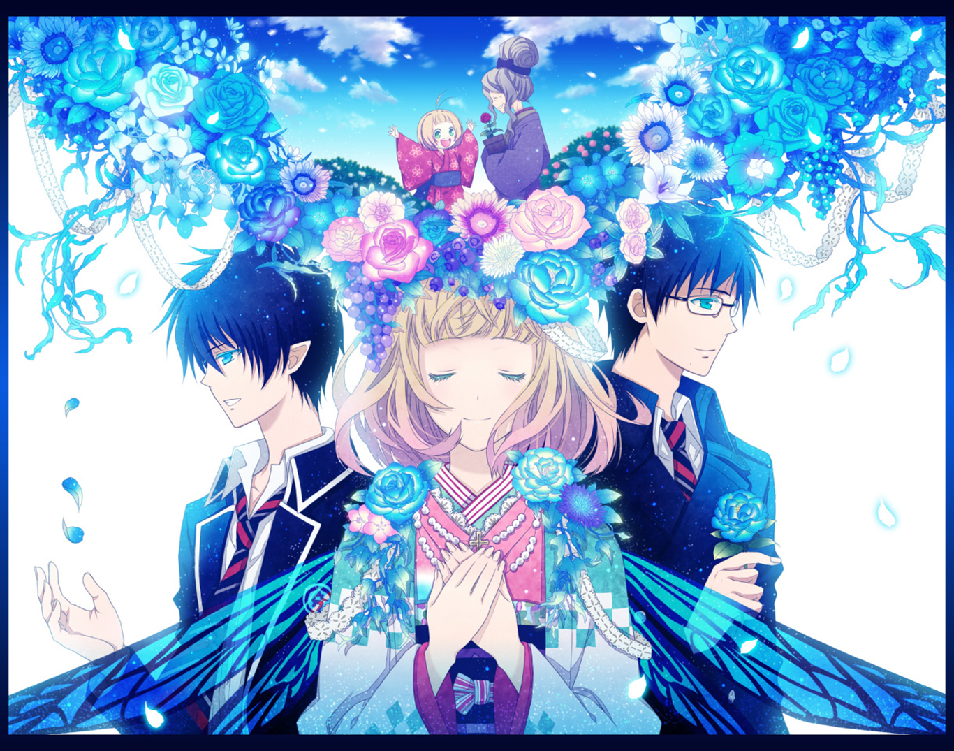 Ao No Exorcist Rin Okumura Yukio Okumura Shiemi Moriyama 1366x1075