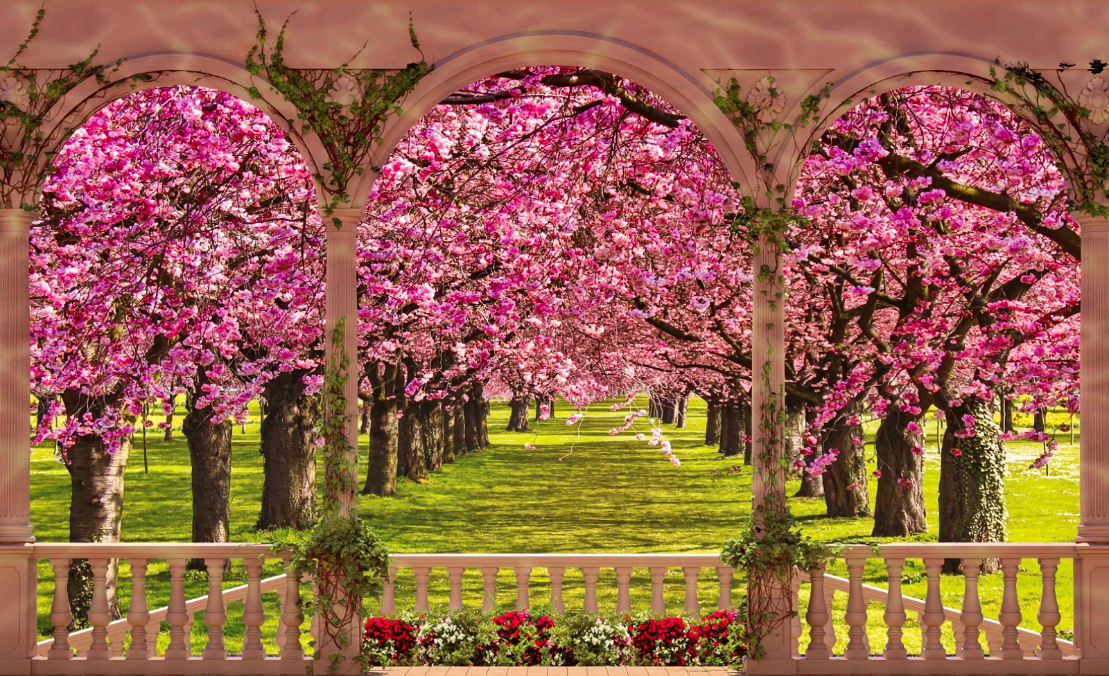 Blossom Earth Gazebo Pink Flower Spring Tree 1600x976