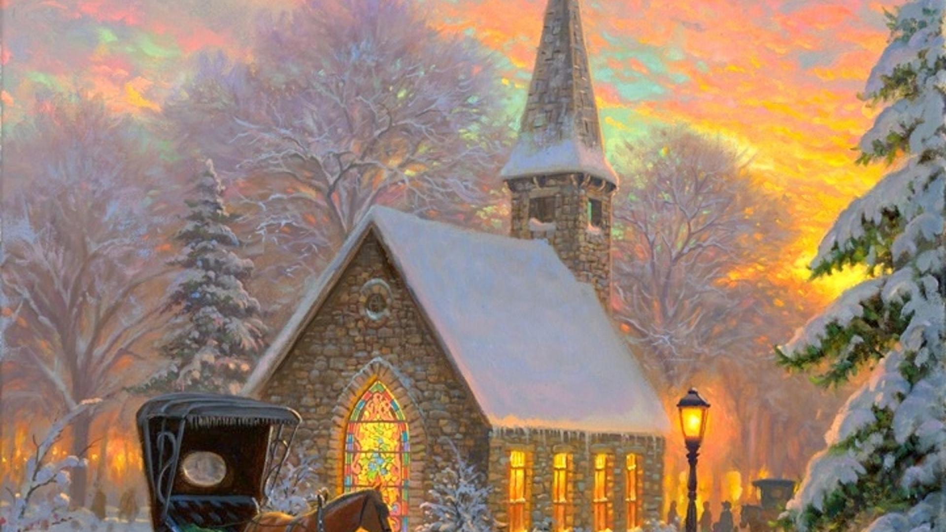 Artistic Carriage Chapel Church Horse Religious Steeple 1920x1080