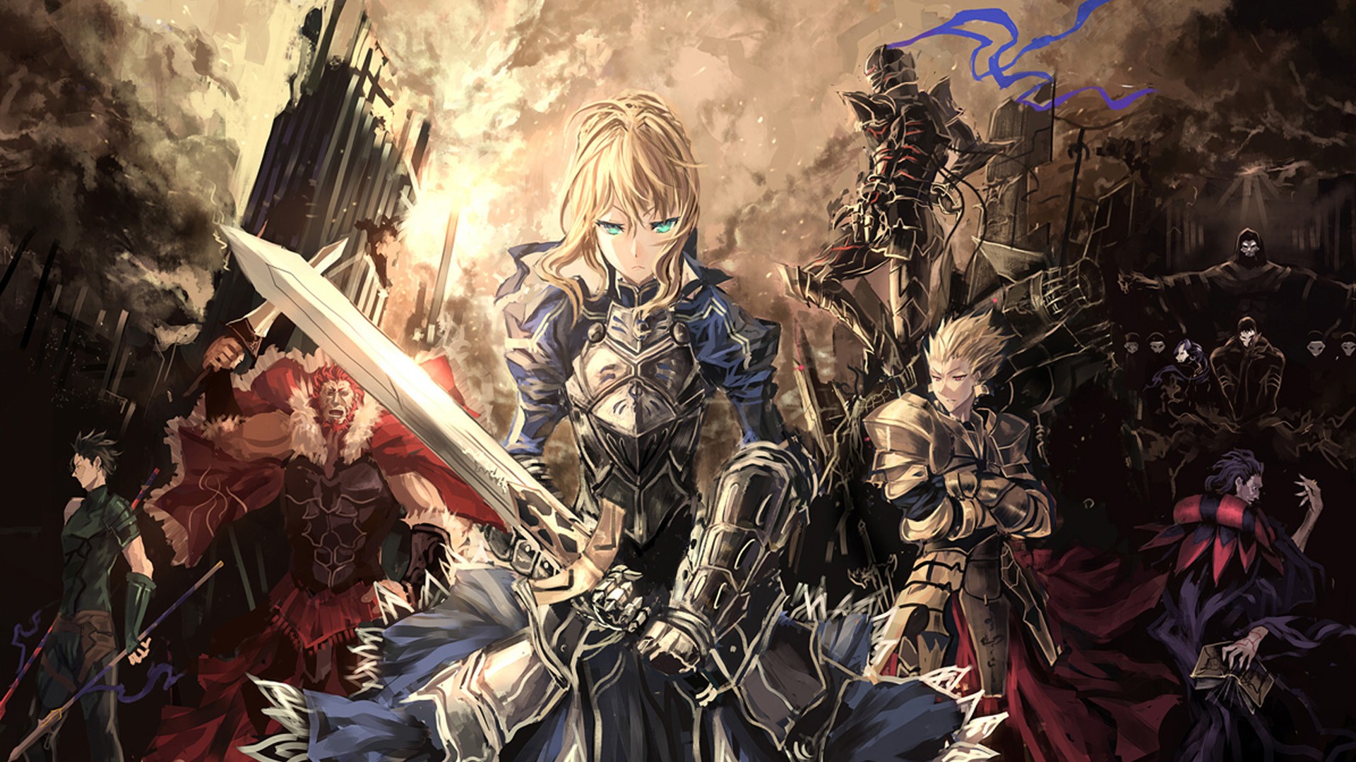 Fate Stay Night Anime Saber Lily Sword Armor Rider Fate Stay Night Lancer Fate Stay Night Short Hair 1920x1080