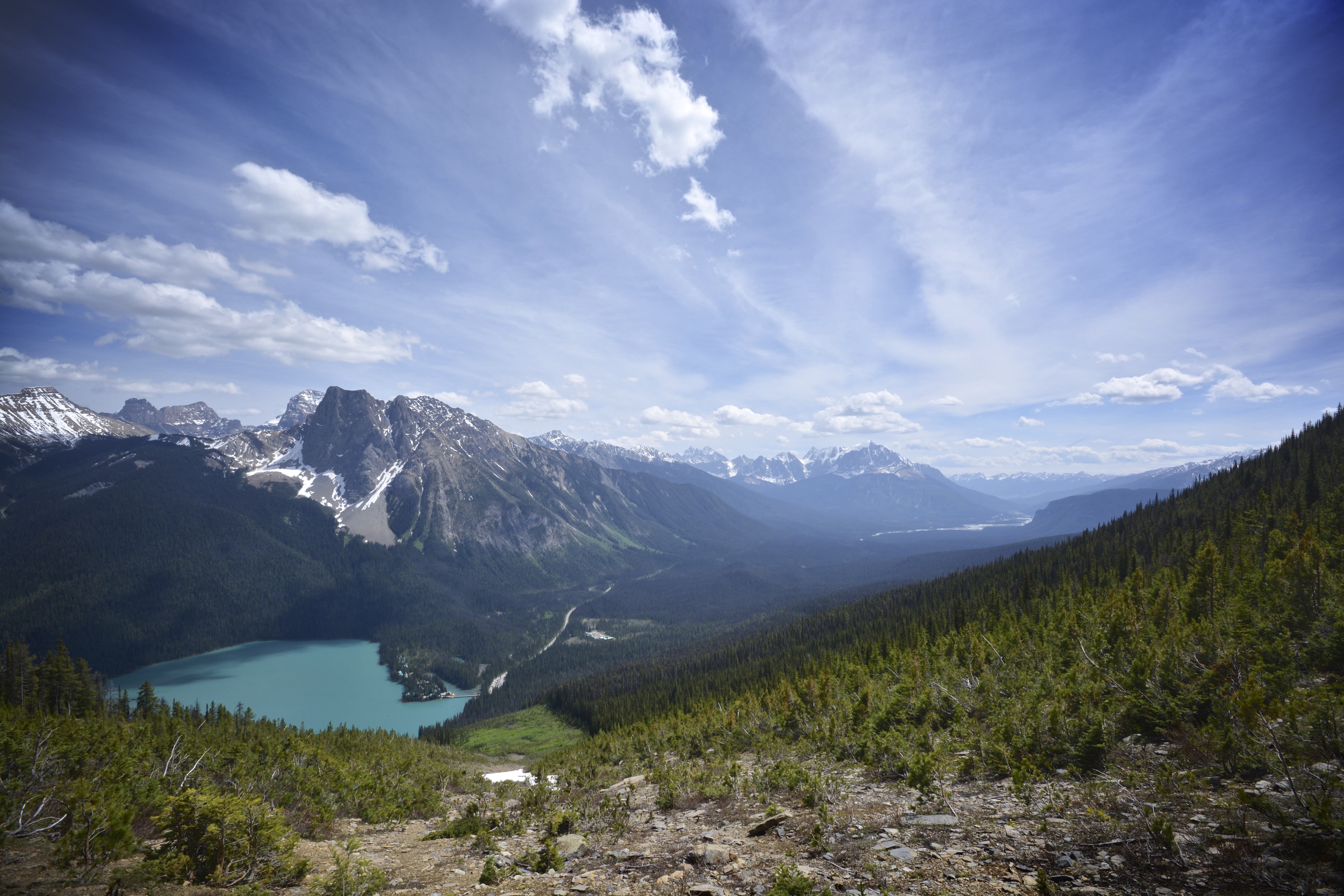 British Columbia Canada Canadian Rockies Emerald Peak Lake Landscape Valley 5945x3963