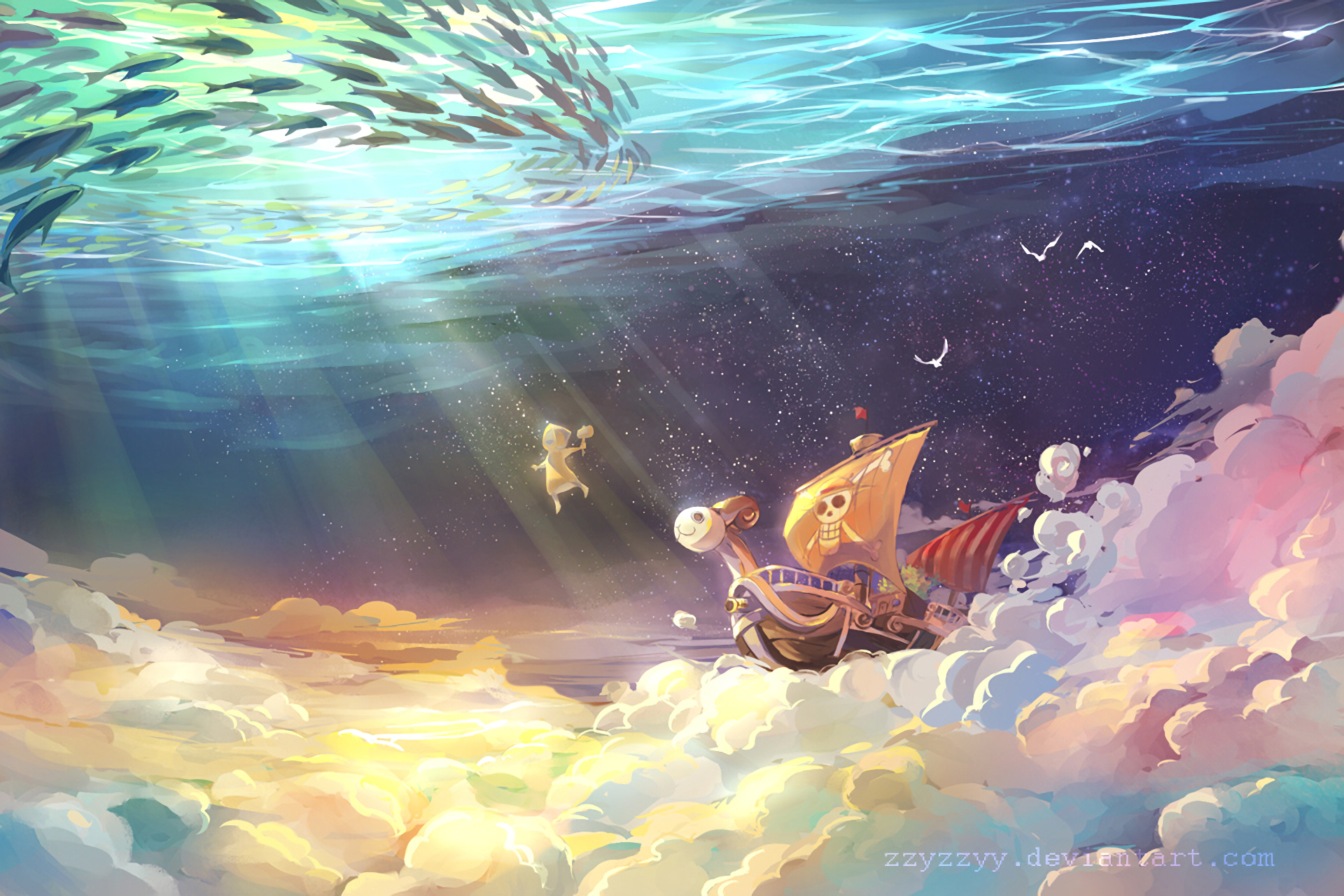 One Piece Going Merry One Piece Underwater 1920x1280