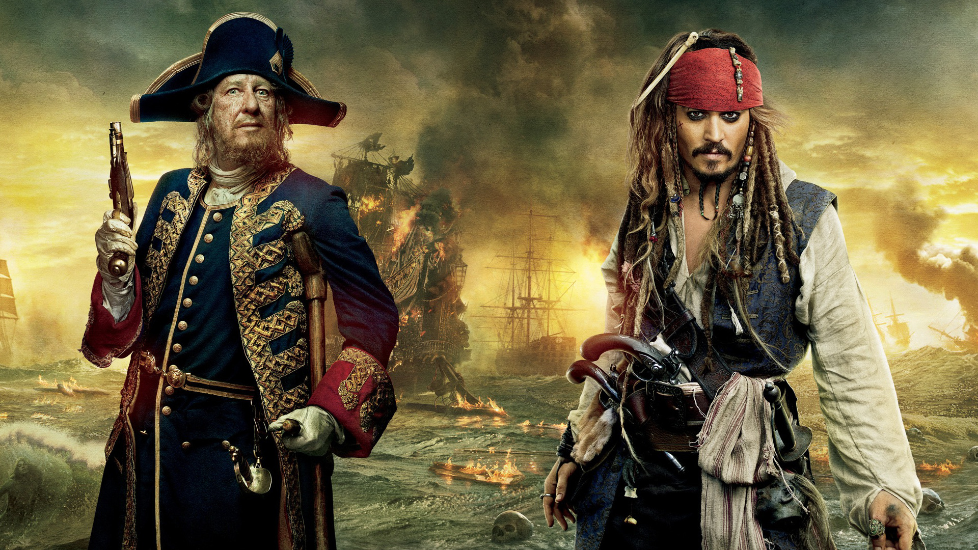 Jack Sparrow Johnny Depp Hector Barbossa Geoffrey Rush 1920x1080