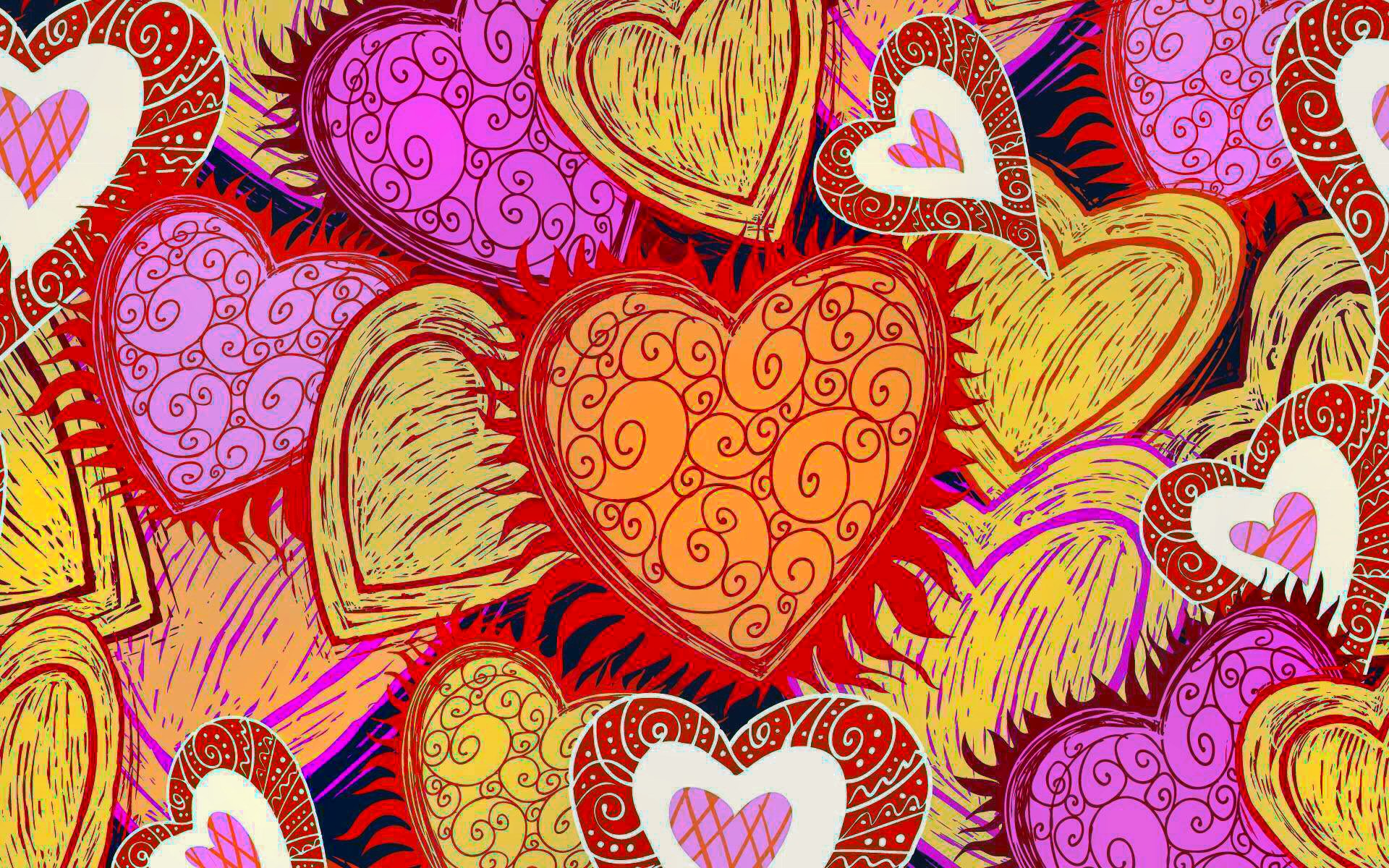 Red Yellow Valentines Day Heart Love Pink Colorful 1920x1200