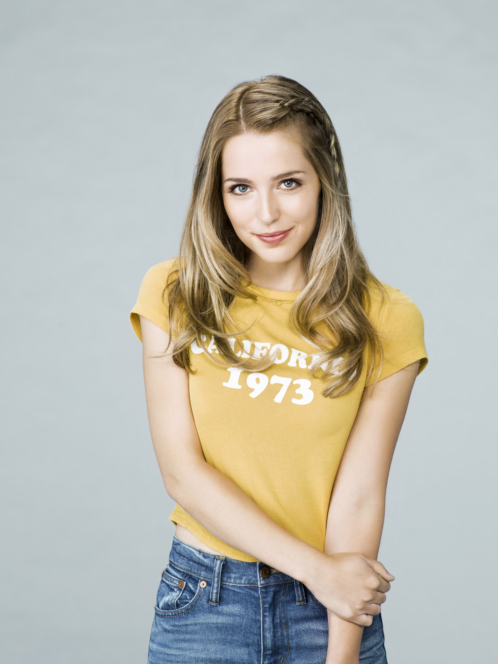 Jessica Rothe Women Actress Blue Eyes Long Hair Simple Background 1725x2300