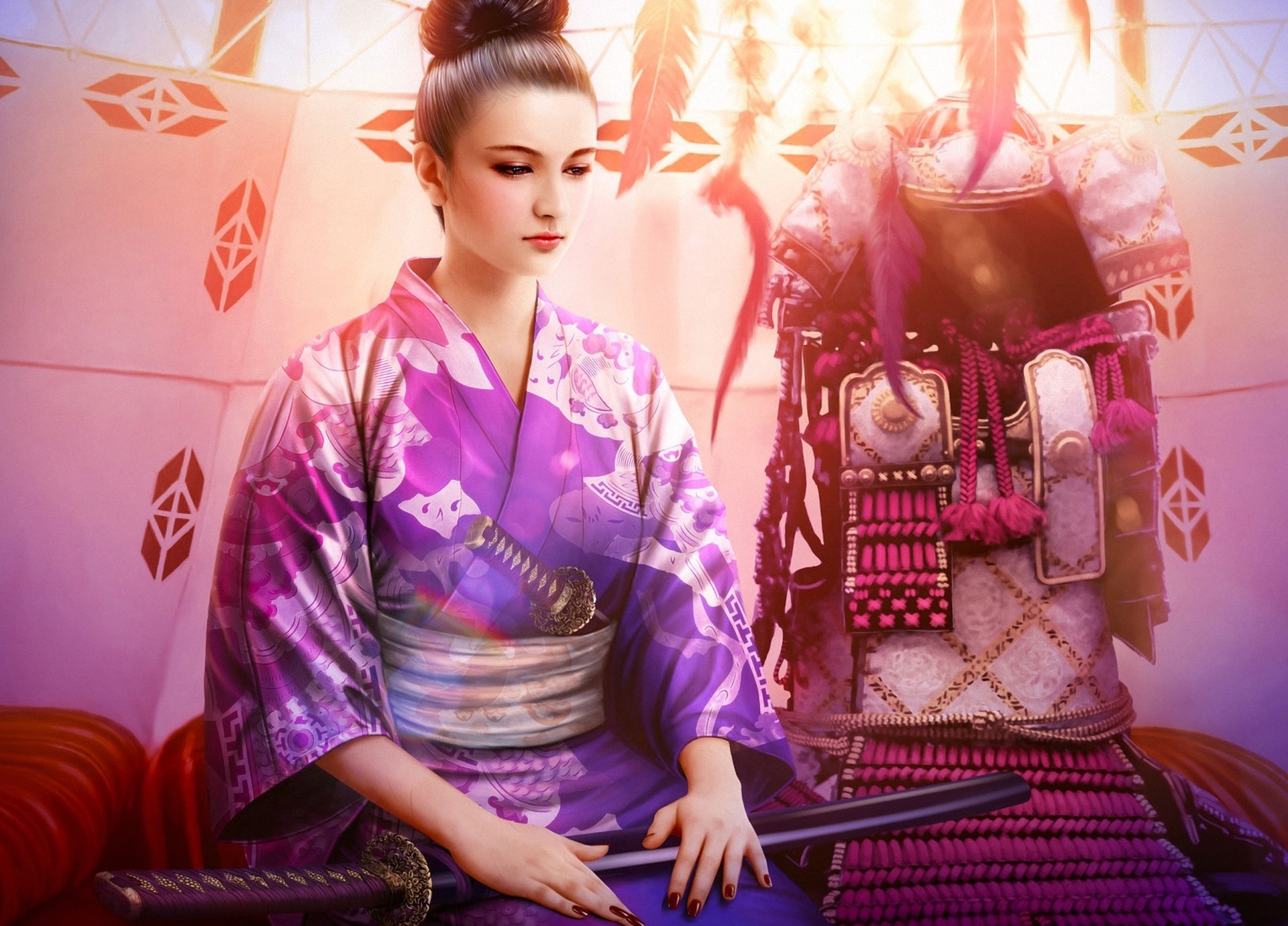 Katana Kimono Legend Of The Five Rings Samurai Sword Woman 1920x1380