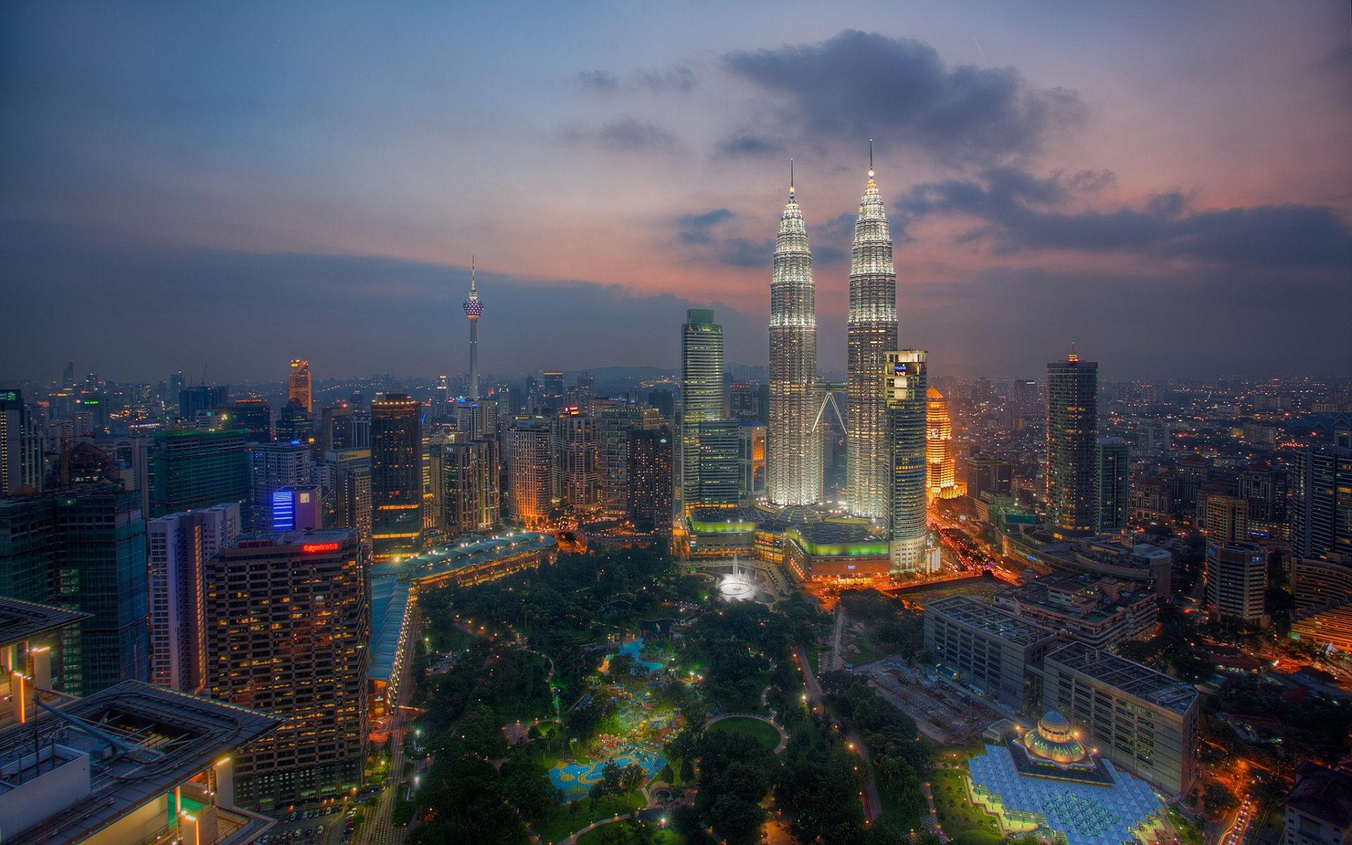 Cityscape Light Night Architecture Building Skyscraper Kuala Lumpur Malaysia Petronas Towers 1920x1200