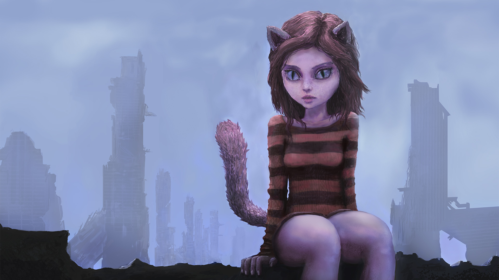 Girl Cat Girl Furry Anthropomorphic 1920x1080