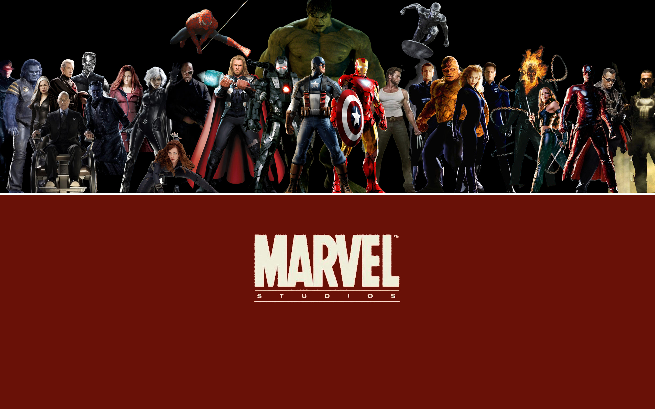 Marvel Comics Avengers Fantastic Four X Men Daredevil Spider Man Ghost Rider Hulk Nick Fury Silver S 2560x1600