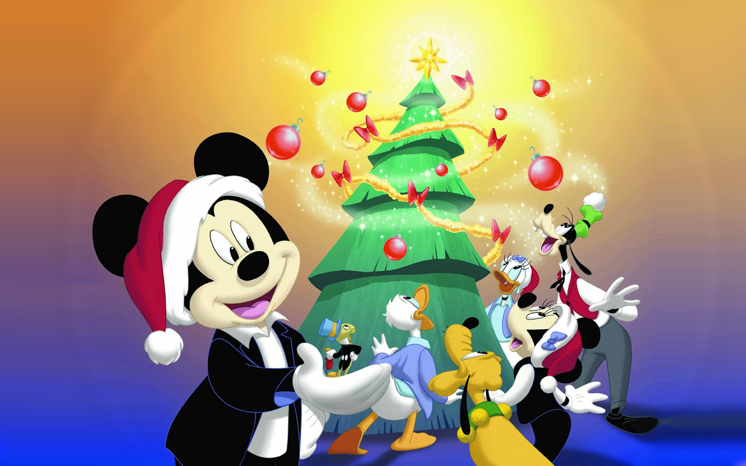 Christmas Christmas Tree Daisy Duck Disney Donald Duck Goofy Jiminy Cricket Mickey Mouse Minnie Mous 2560x1600