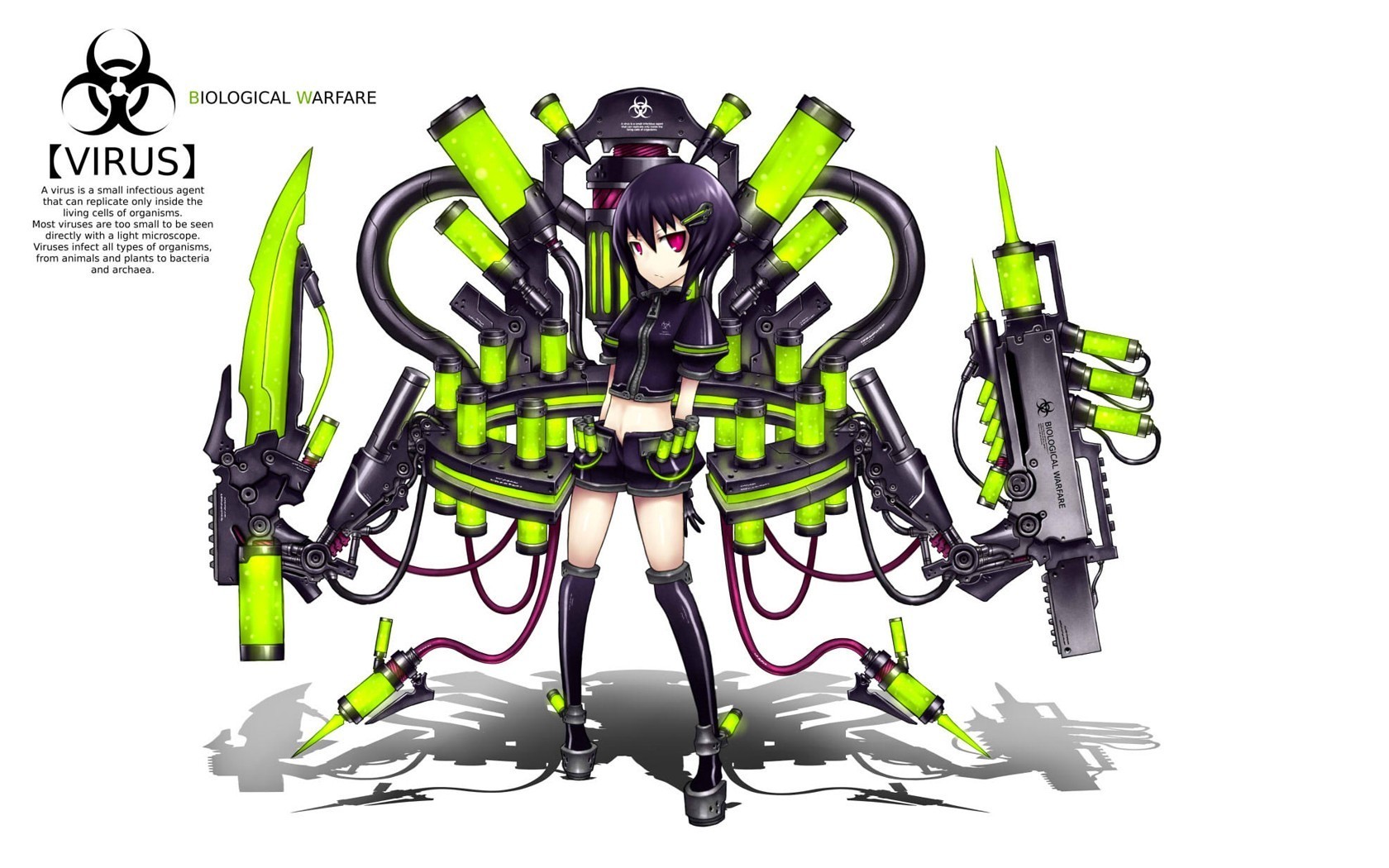 Biological Warfare Gia Girl Green Moefication Original Anime Virus 1680x1050