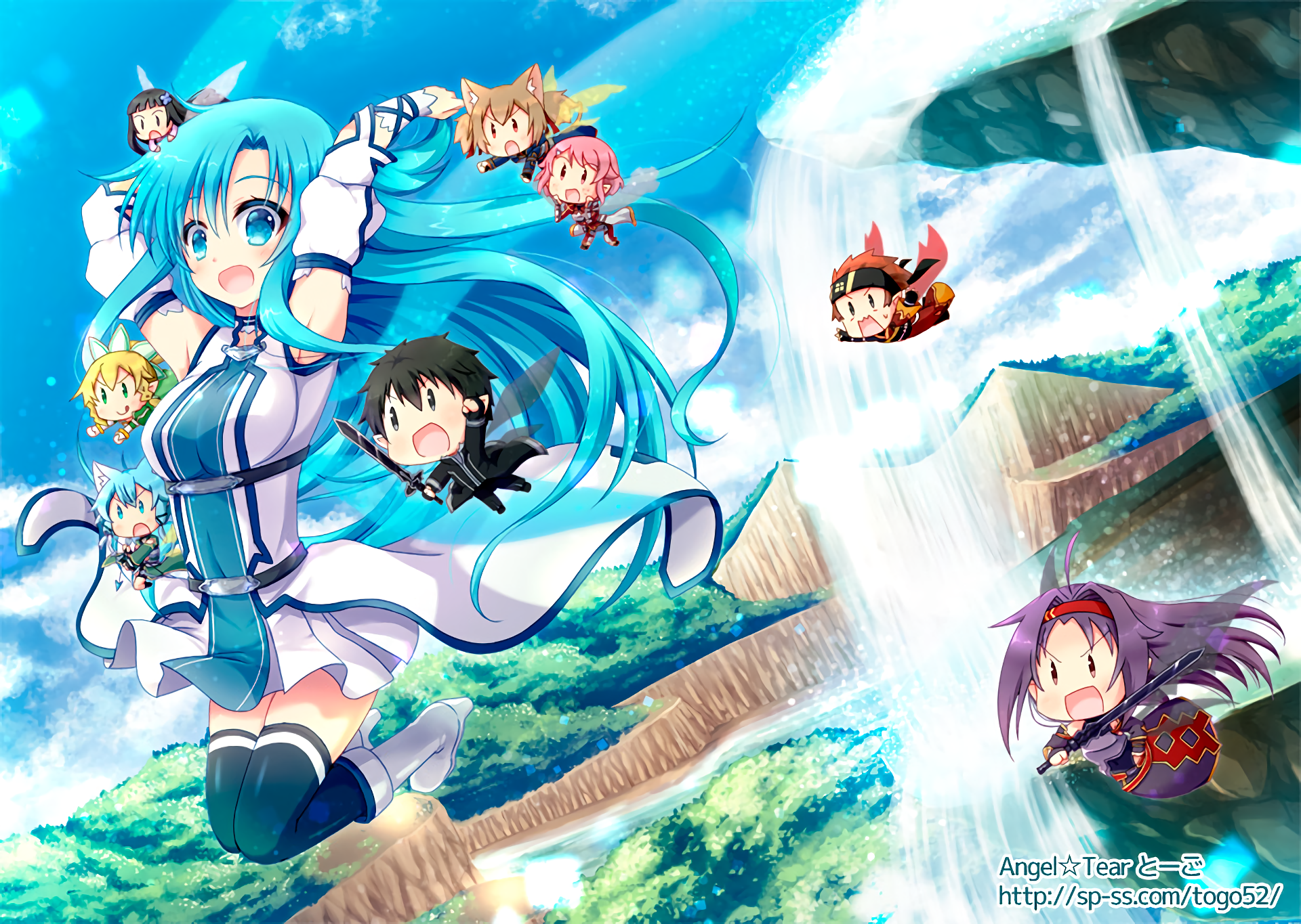 Asuna Yuuki Kazuto Kirigaya Keiko Ayano Kirito Sword Art Online Klein Sword Art Online Leafa Sword A 1920x1365