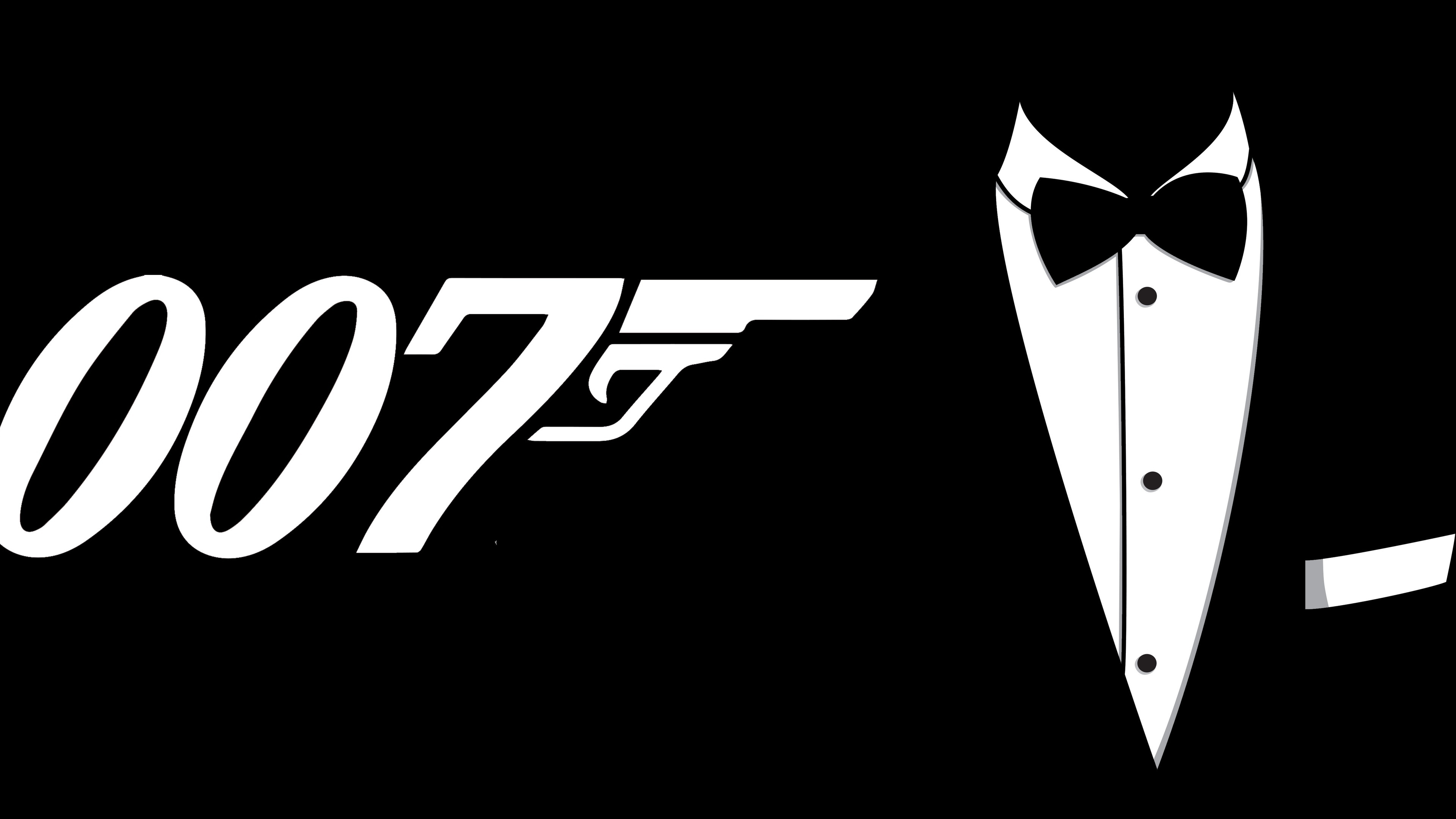 James Bond Smoking Logo Simple Background Black Background Artwork Minimalism 3840x2160