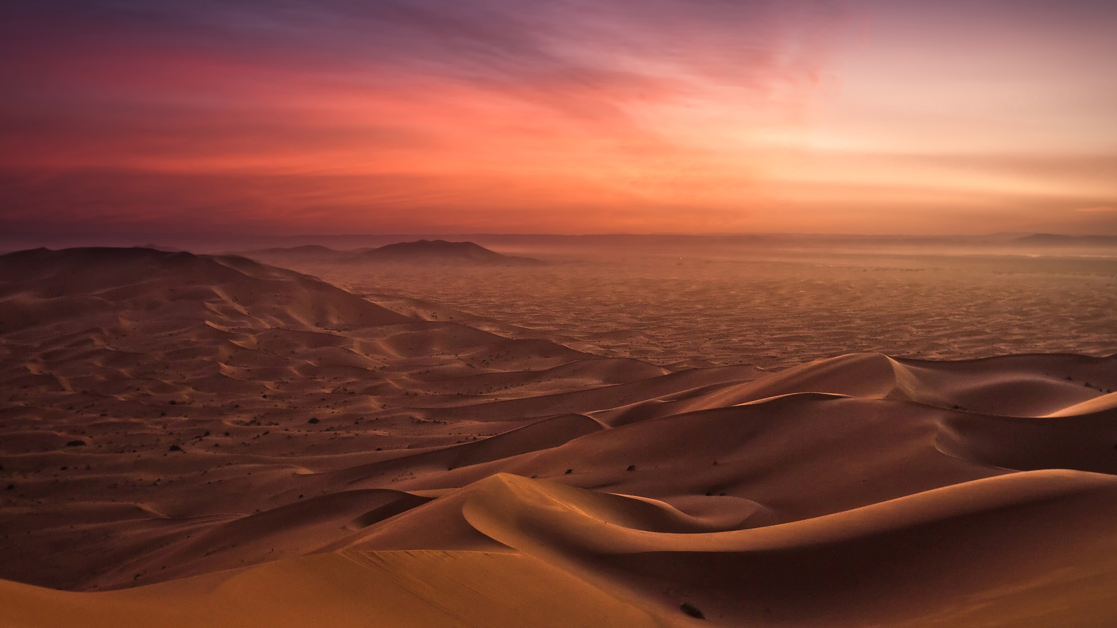 Desert Dune Horizon Morocco Sand Sunset 3840x2160