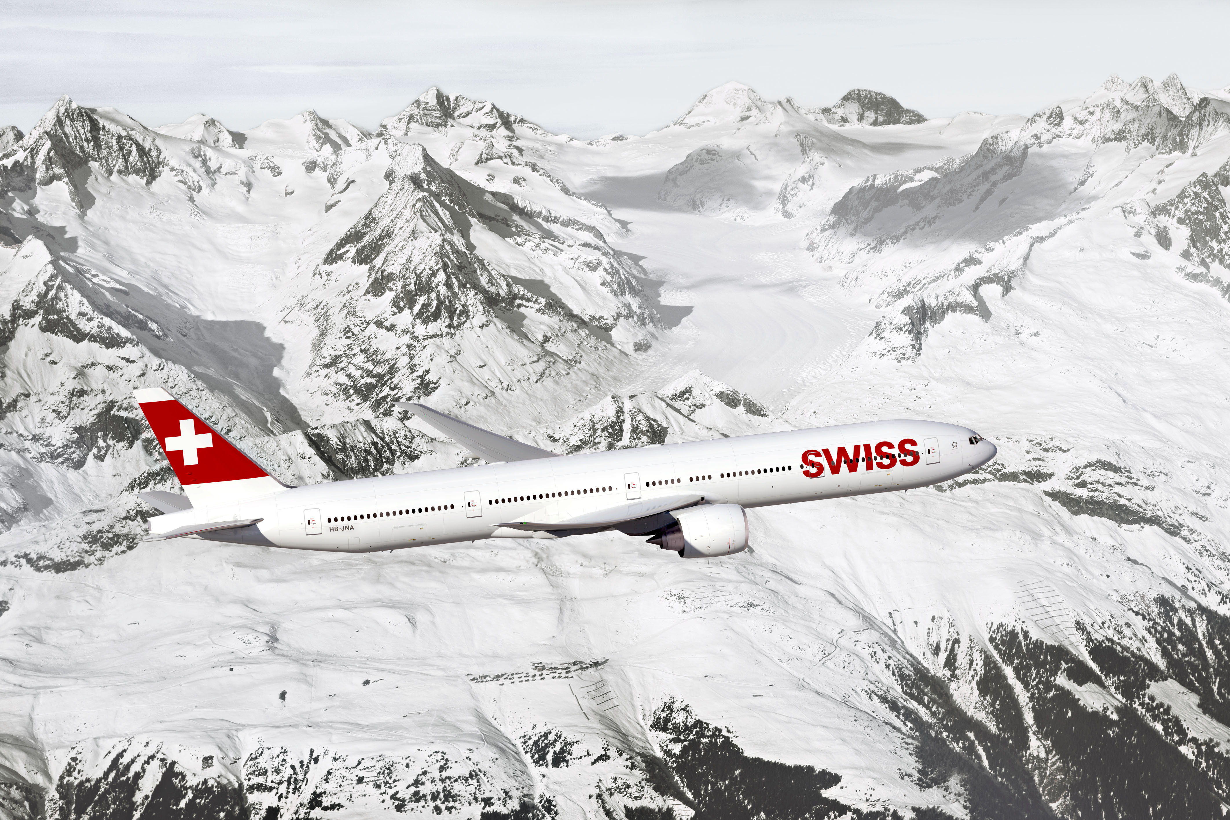 Airplane Mountain Alps Swiss Airlines 4250x2834