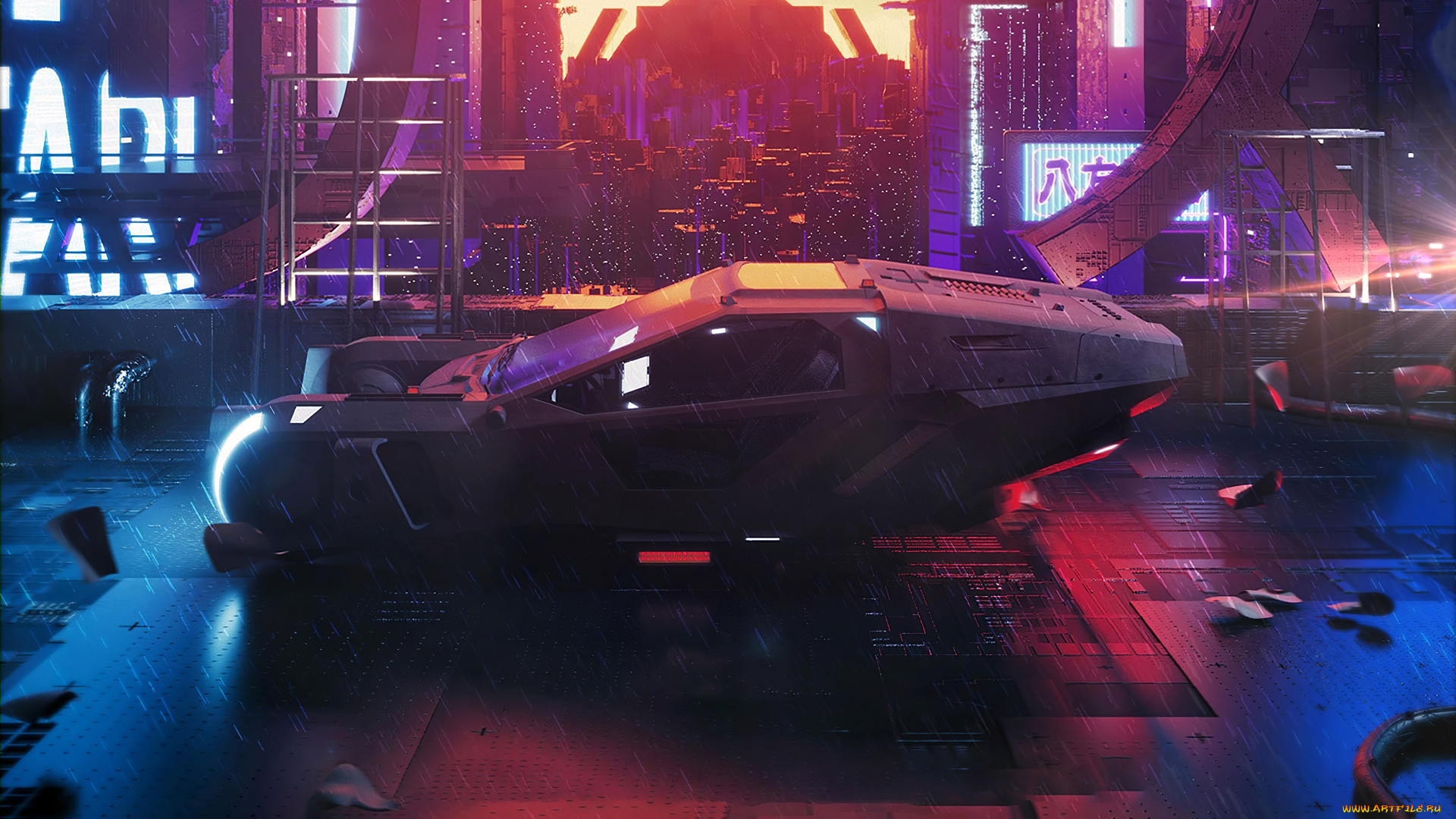 Vehicle Car Dark Cyberpunk Futuristic Artwork Bladerunner Retrowave Oliver Rankin 1920x1080