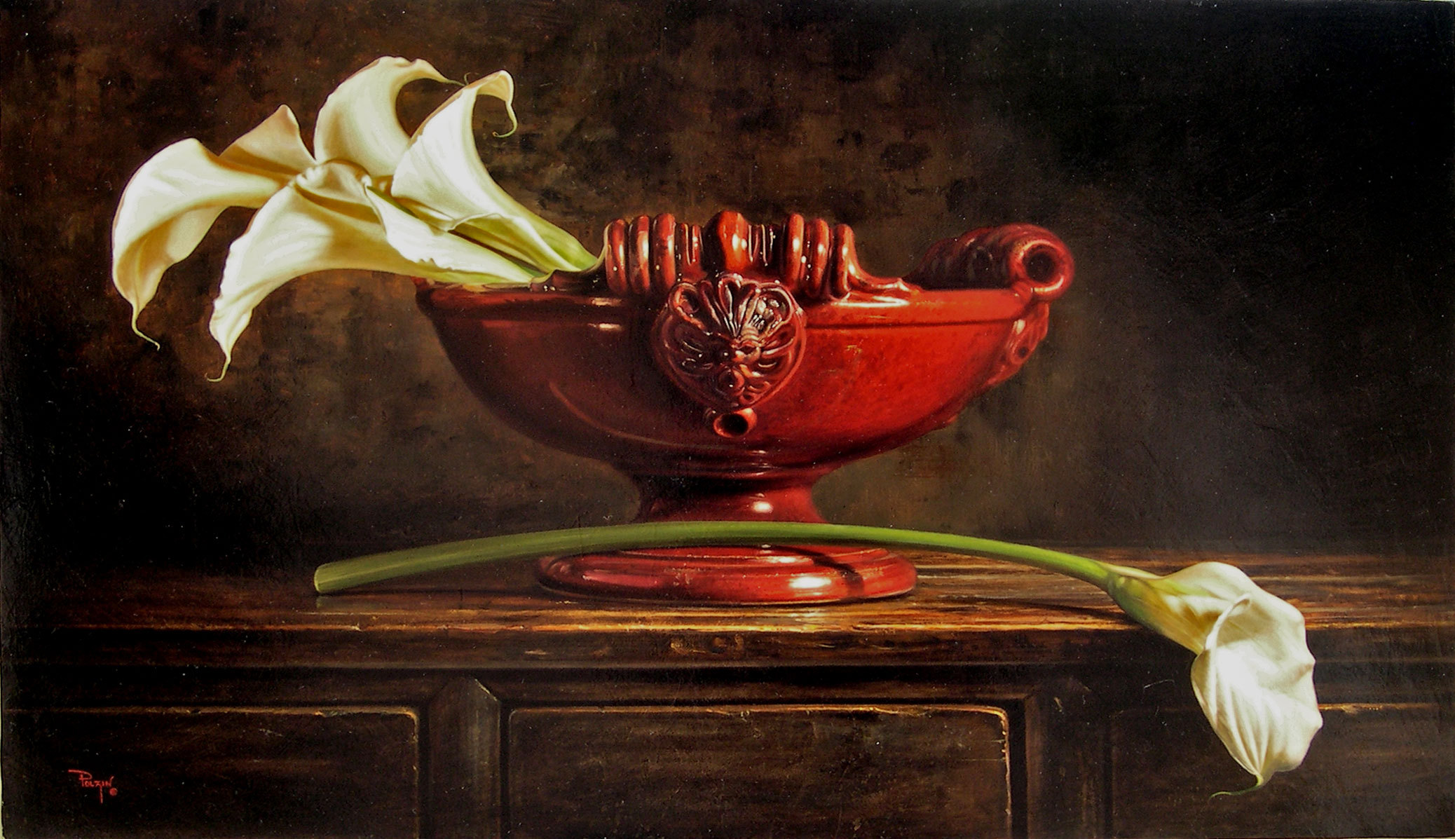 Artistic Bowl Calla Lily Painting Still Life 2076x1197