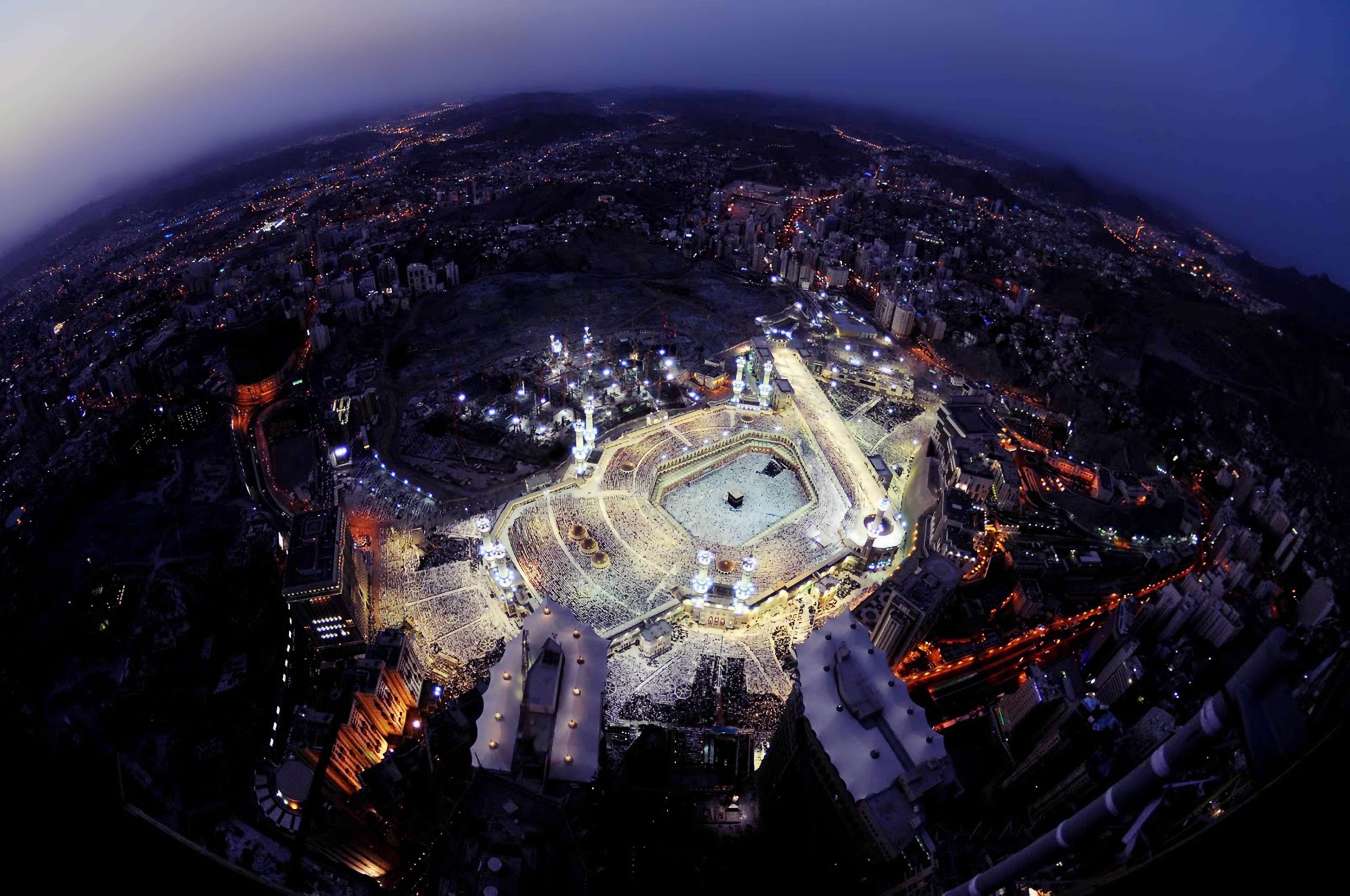 Mosque Mecca Kaaba Building City Islam Light Religion Saudi Arabia 3840x2551