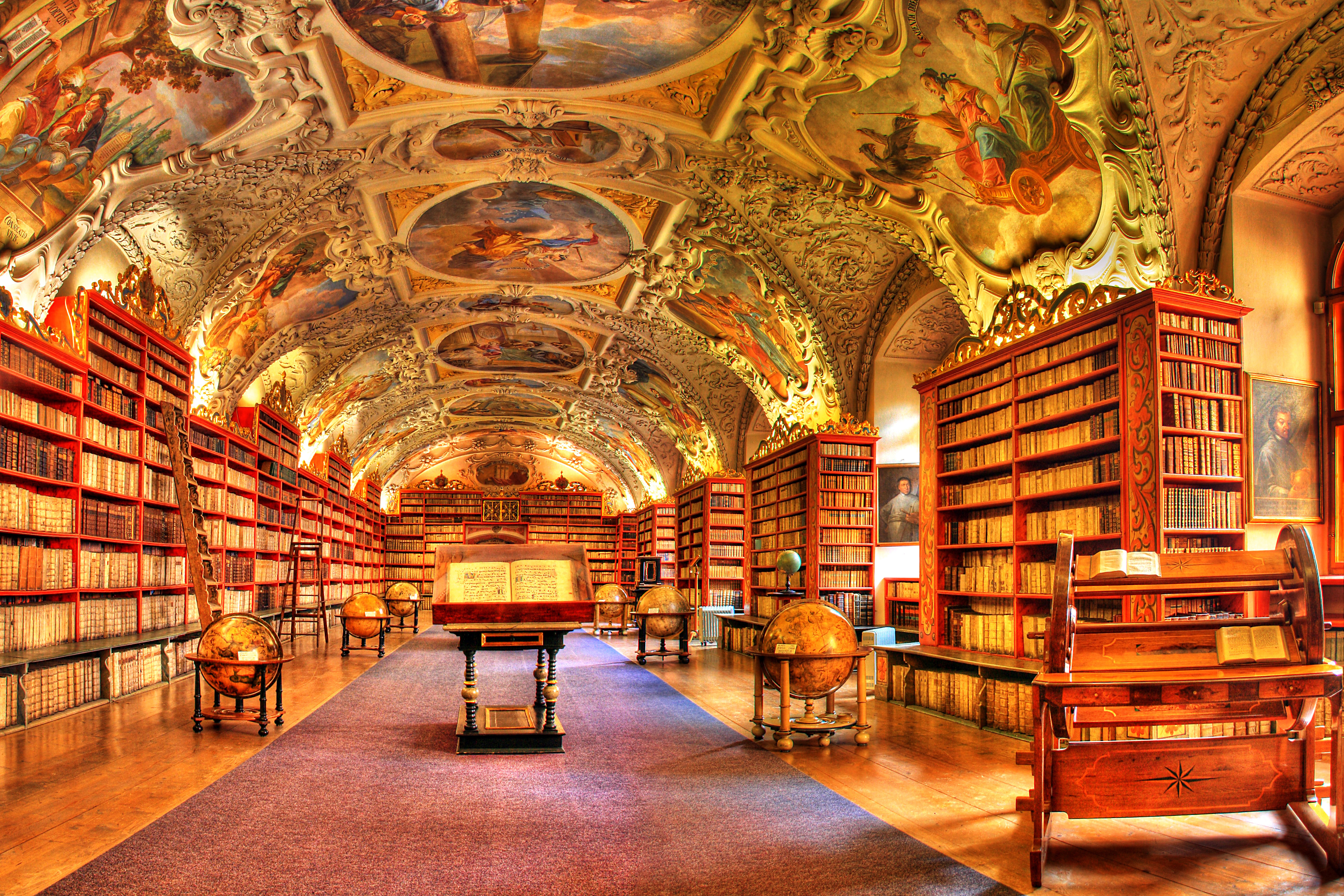 Architecture Globe Library Mural Painting 3000x2000