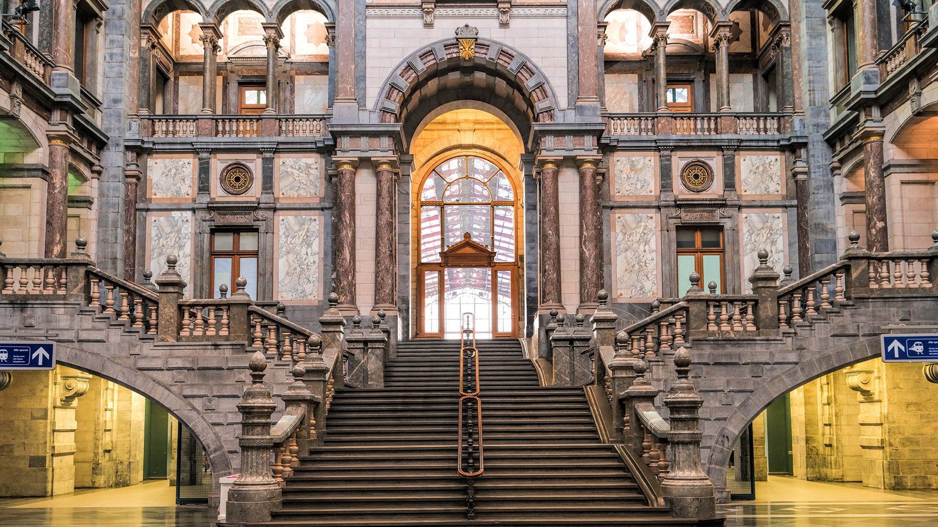 Building Architecture Staircase Old Building Antwerp Train Station Belgium Arch 1920x1080