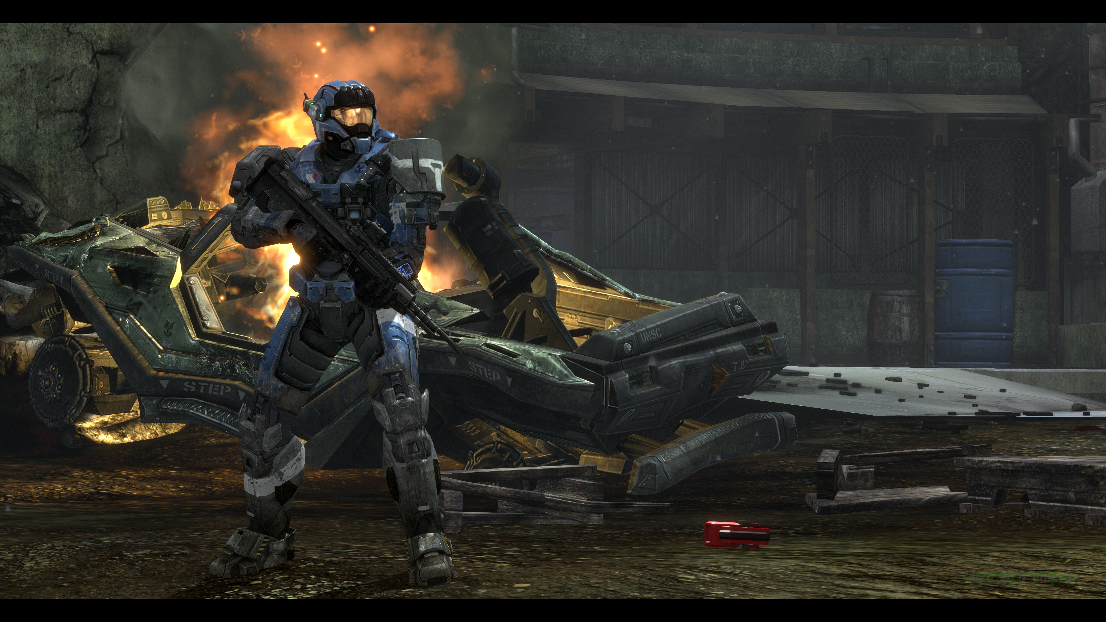 PC Gaming Screen Shot In Game Halo Reach Planet Reach Carter A259 M12 Warthog Fire Spartans Halo 3840x2160