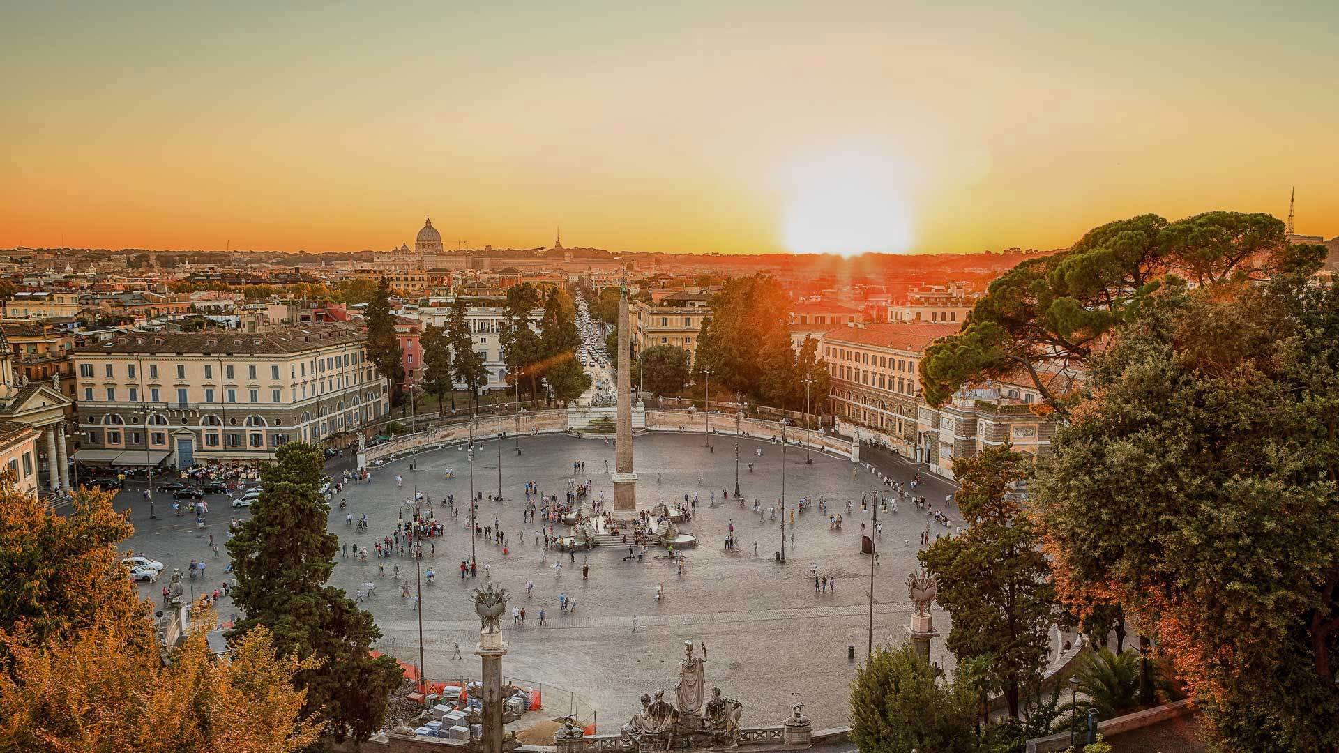 Building City Cityscape Italy Obelisk Rome Sunset 1920x1080