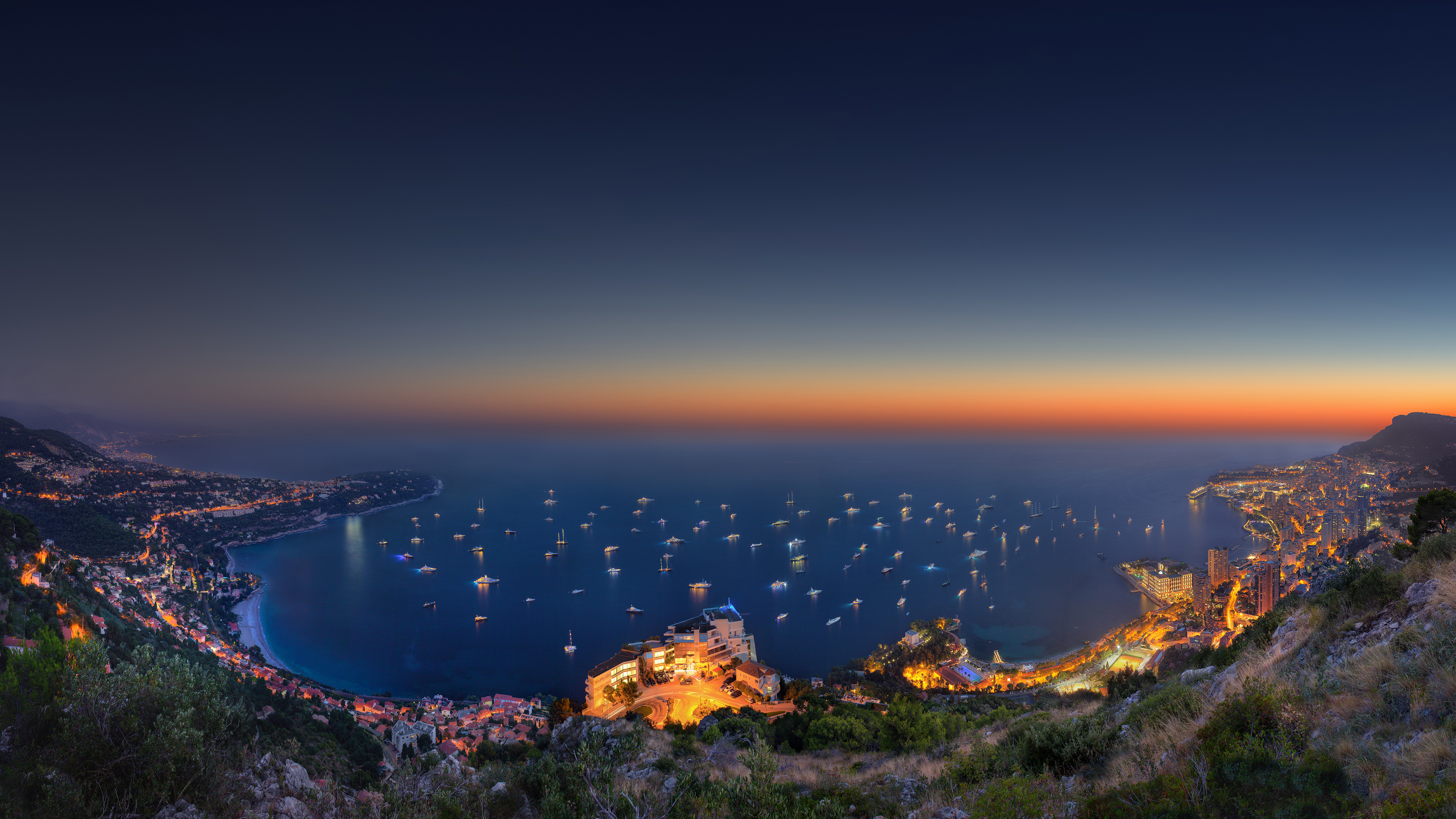 City Landscape Monaco Ocean Sunlight 3840x2160