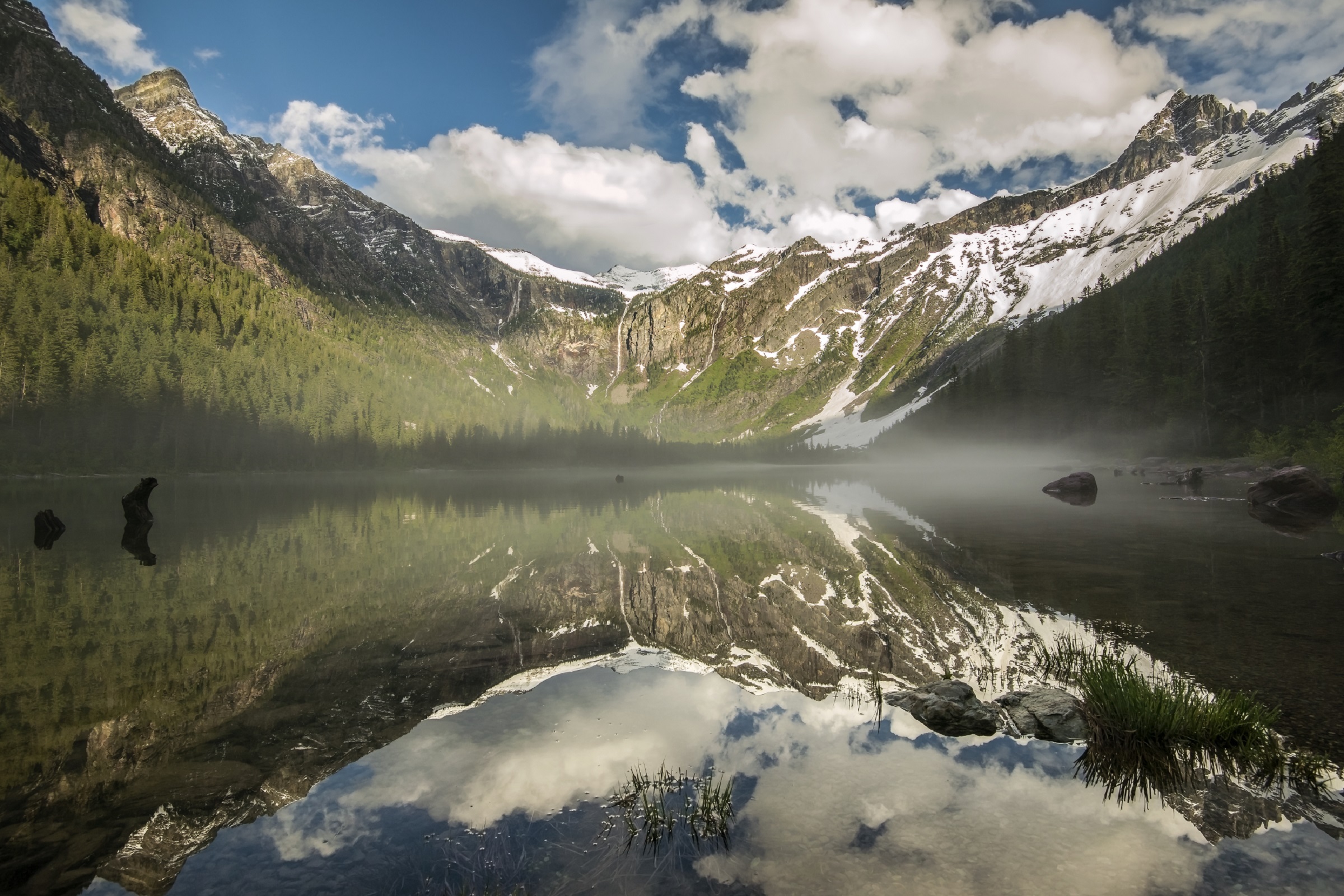 Glacier National Park Lake Montana Mountain Nature Reflection Wilderness 2400x1601