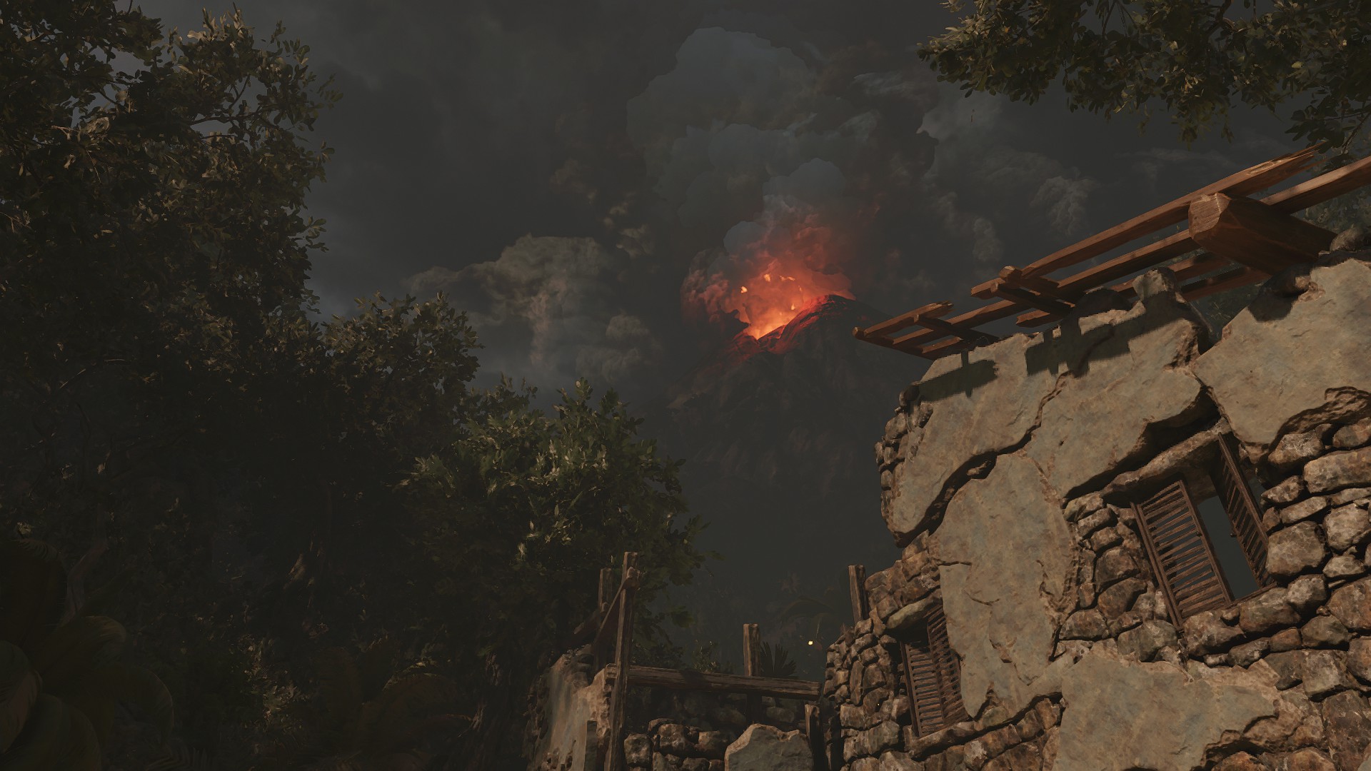 Shadow Of The Tomb Raider Fire Volcano Ruins Eruption Tomb Raider 1920x1080