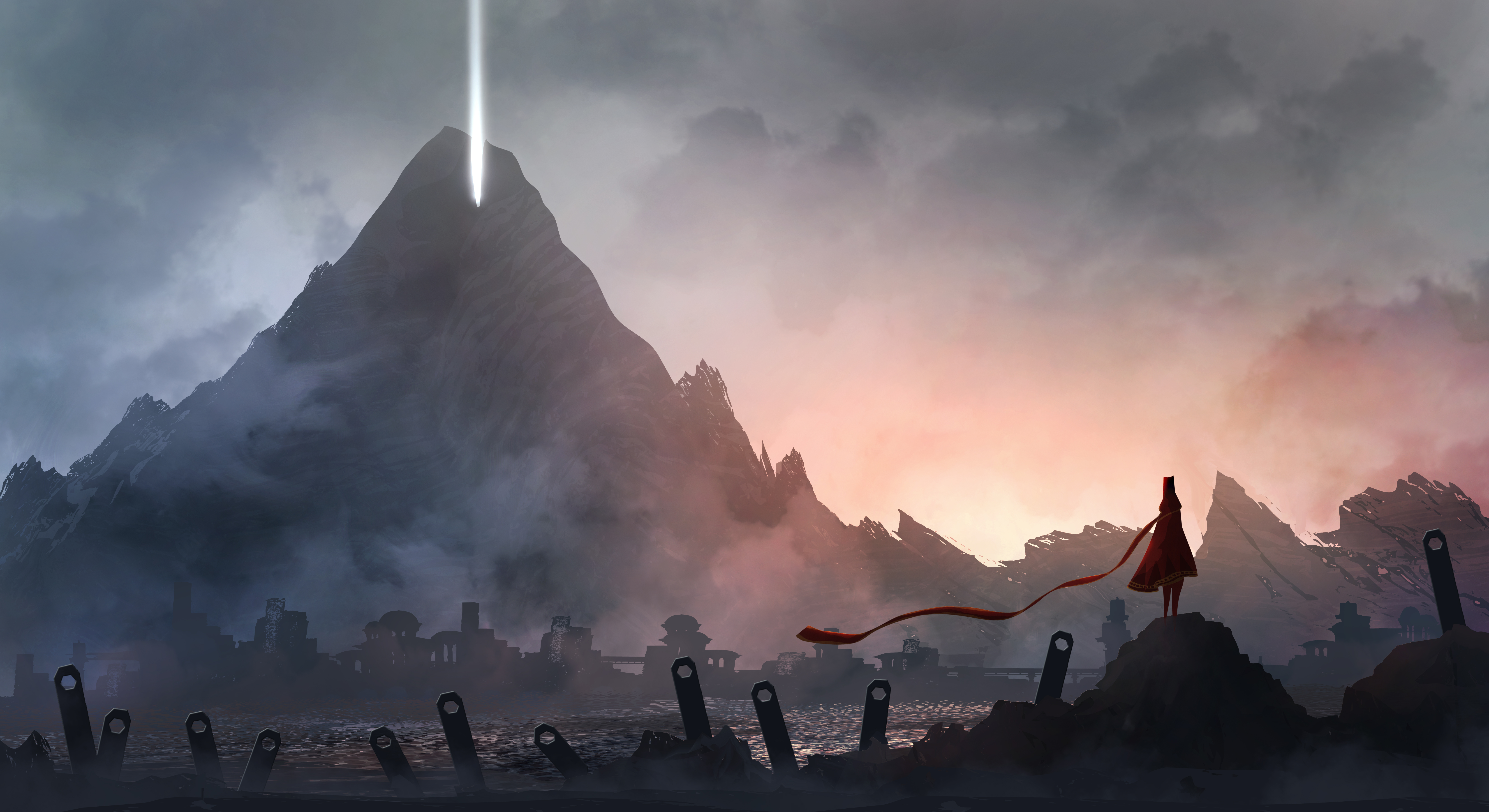 Journey Video Game Landscape Mountain 6600x3600