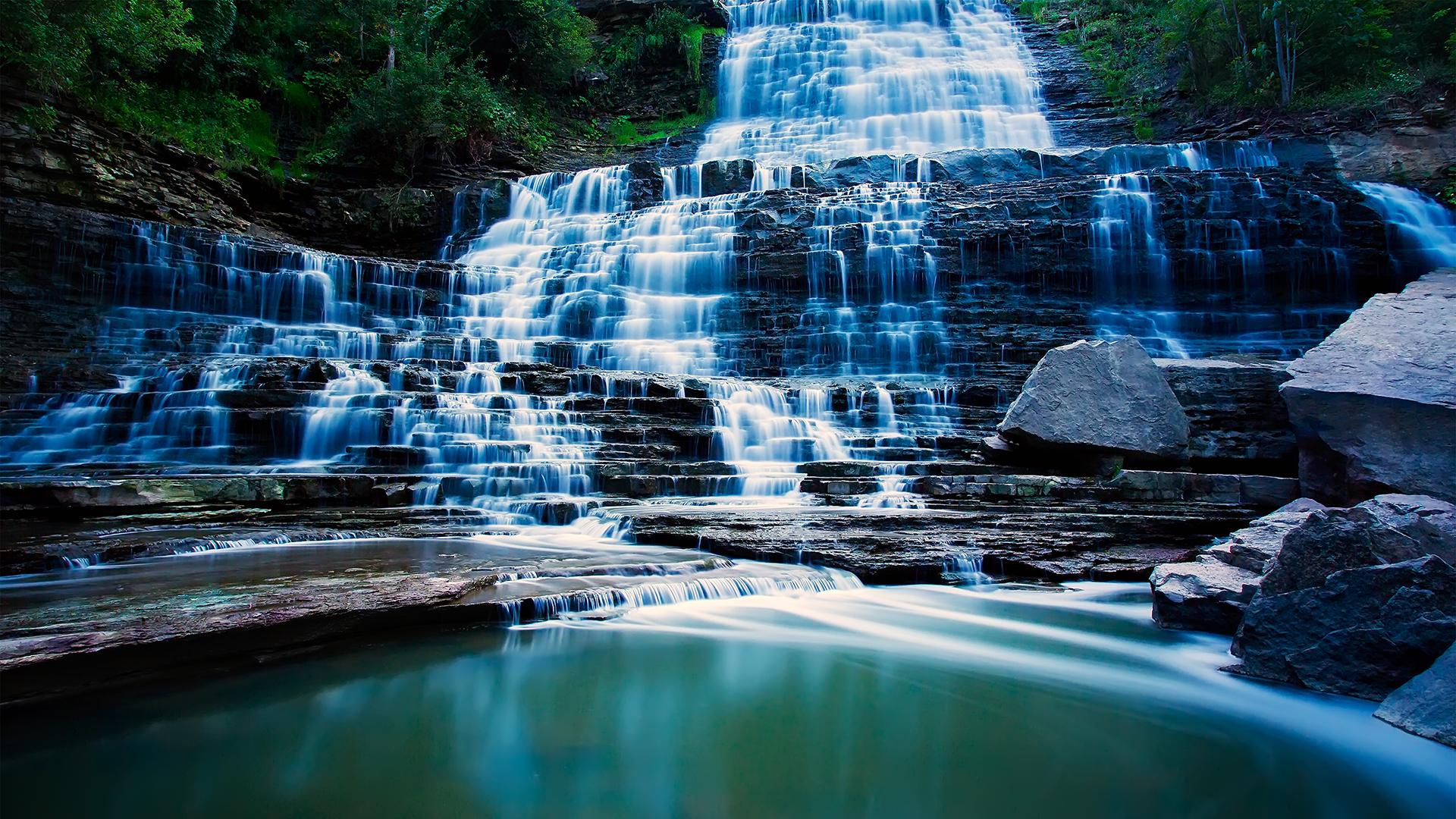 Albion Falls Canada Rock Waterfall 1920x1080