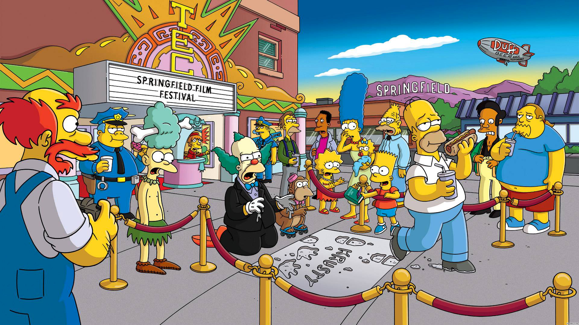Bart Simpson Grampa Simpson Homer Simpson Krusty The Clown Lisa Simpson Maggie Simpson Marge Simpson 1920x1080