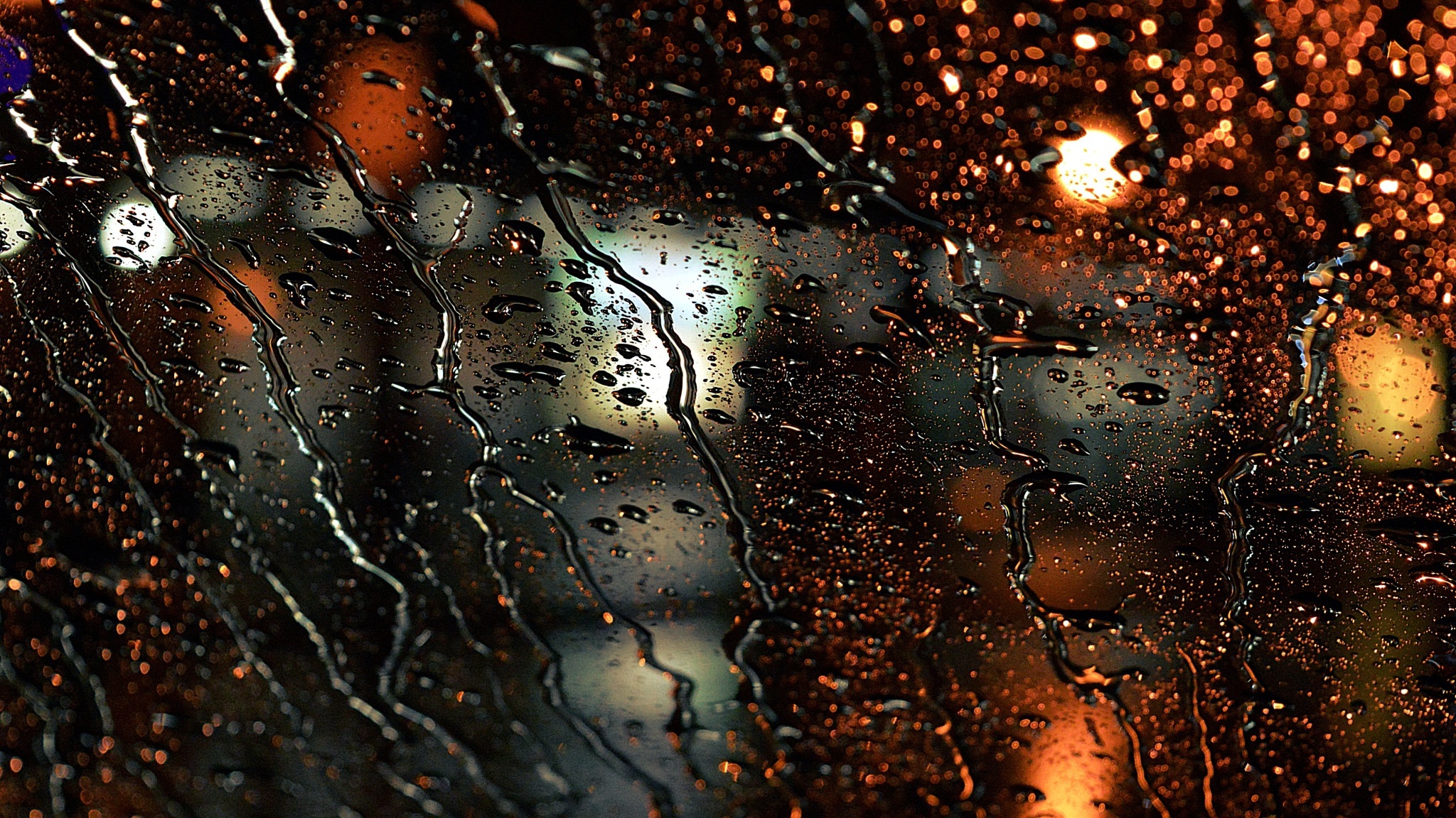 Night Raindrops Window 2048x1152