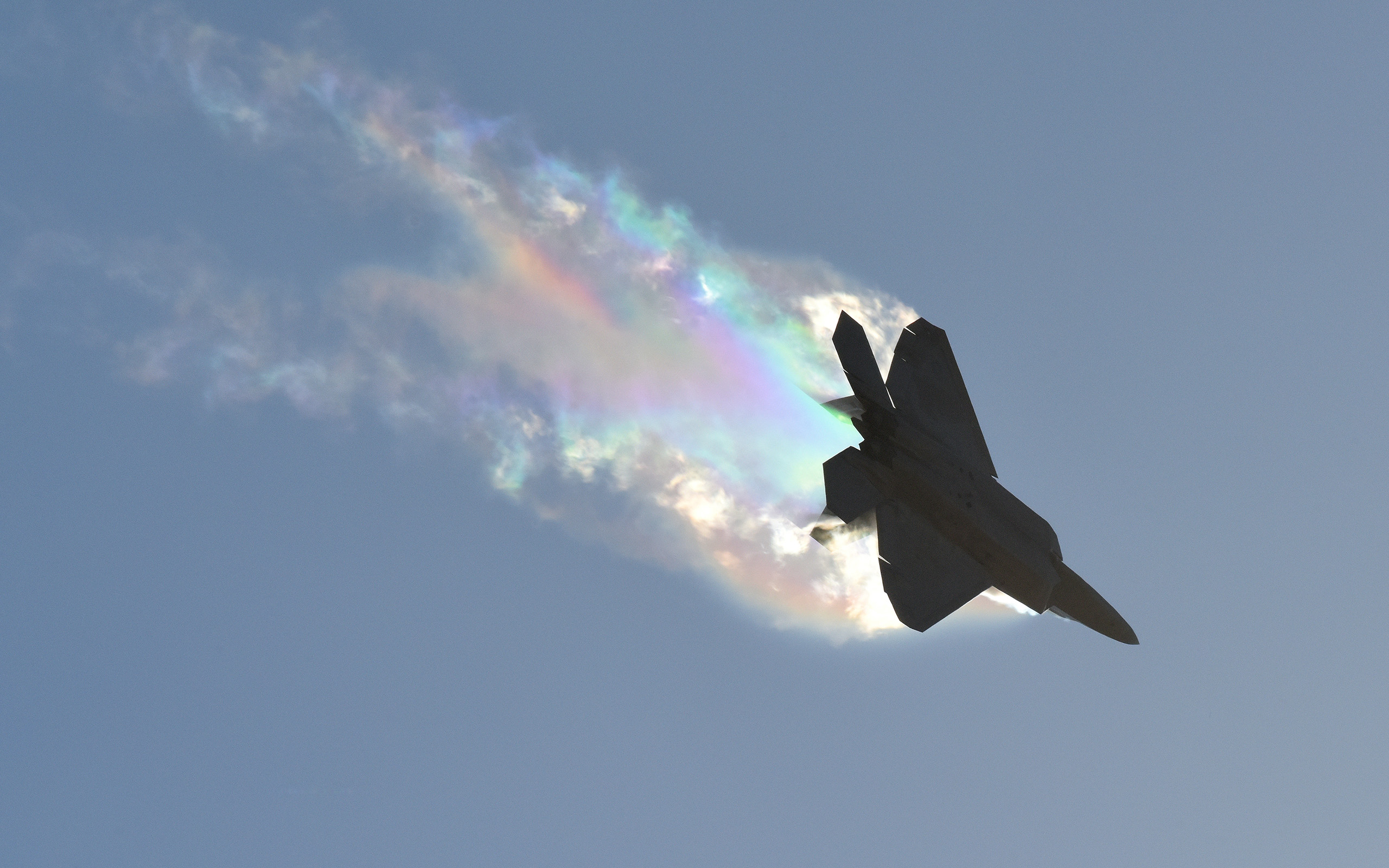 Jet Fighter Lockheed Martin F 22 Raptor Smoke Warplane 2560x1600