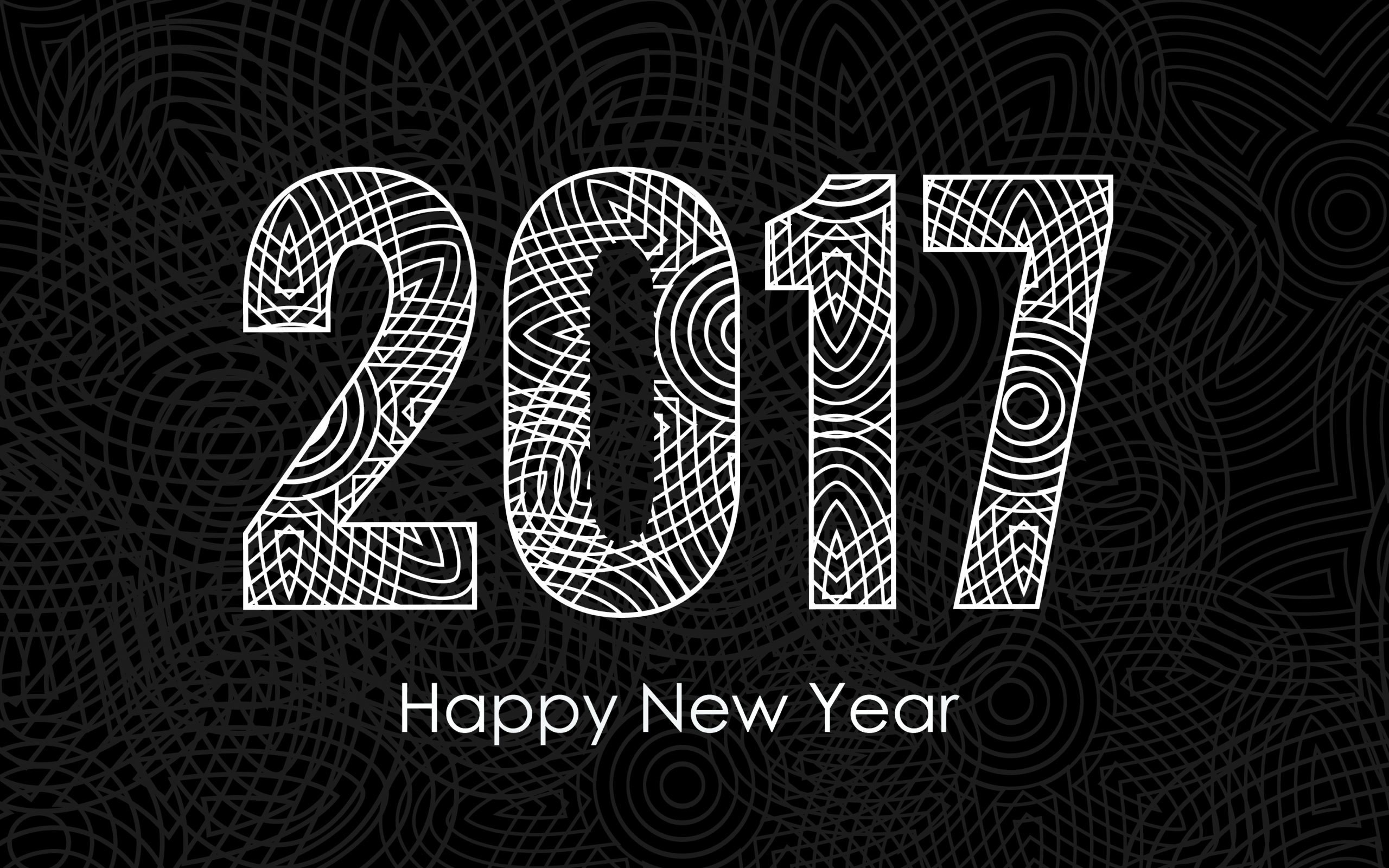 Black Amp White Happy New Year New Year New Year 2017 2560x1600