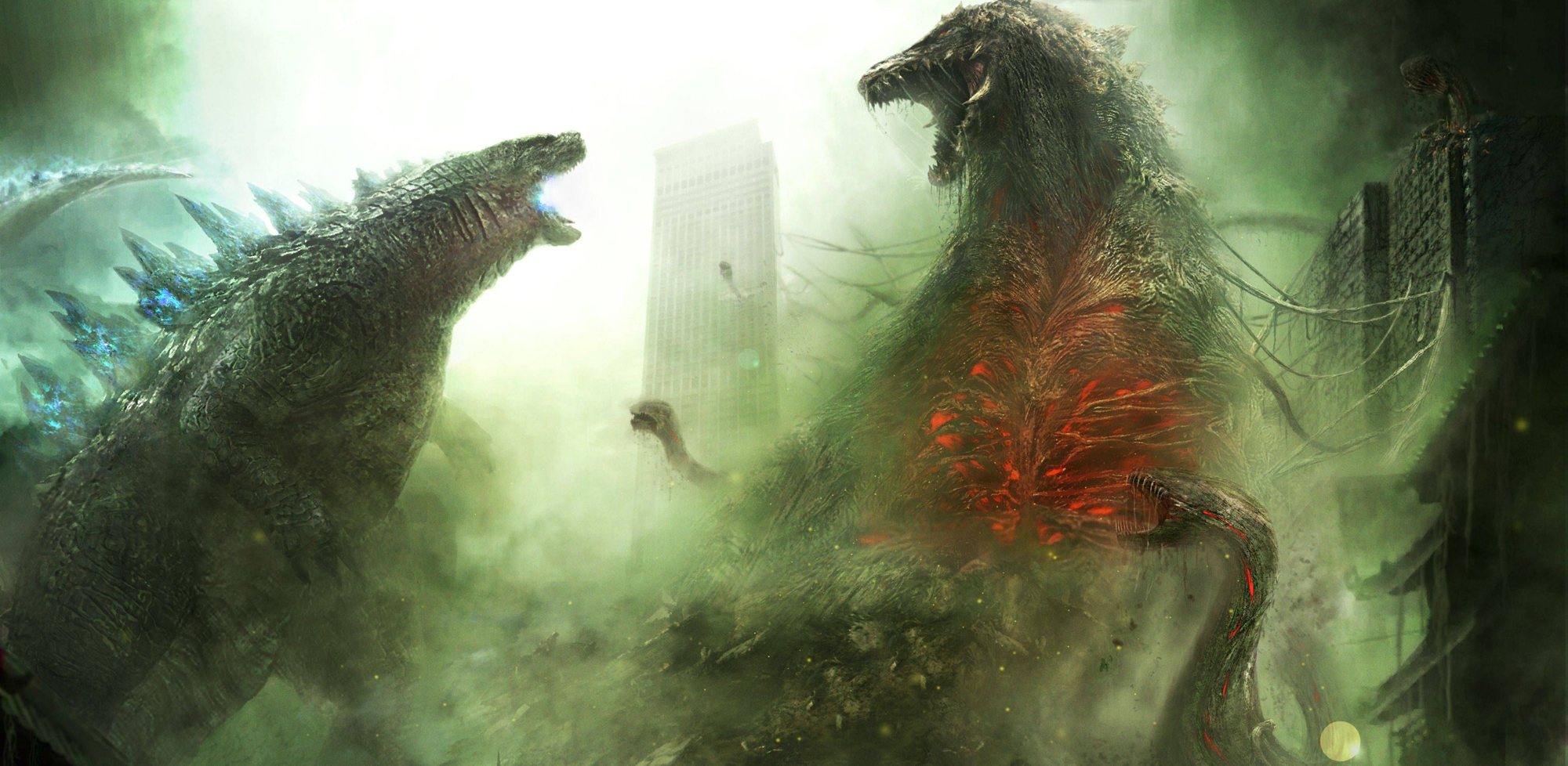 Godzilla Biollante Creature Battle Digital Art Movies Science Fiction Kaiju 2000x978