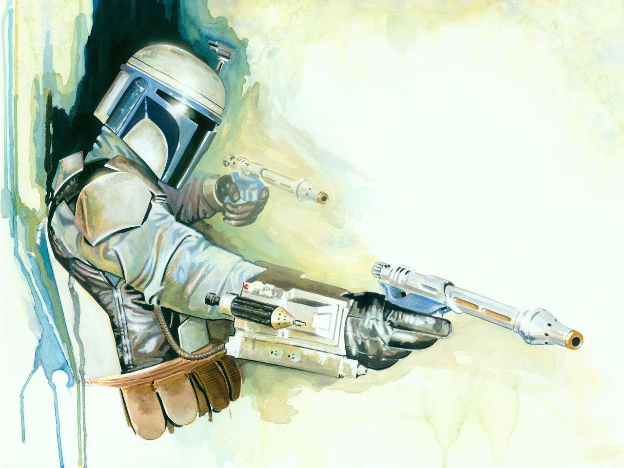 Bounty Hunter Jango Fett Star Wars Watercolor 1280x960