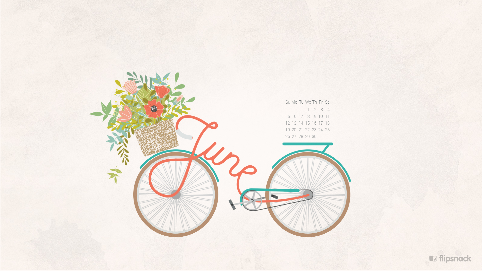Bicycle Calendar Flower 1920x1080