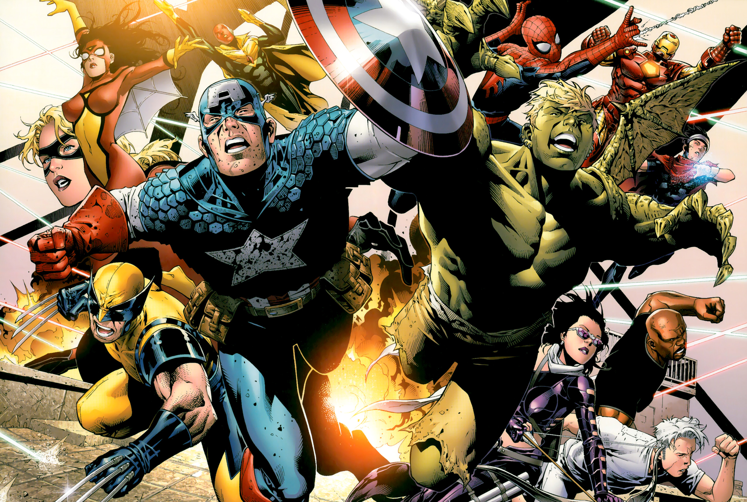 Captain America Hulkling Marvel Comics Iron Man Spider Man Vision Marvel Comics Wiccan Marvel Comics 2560x1720