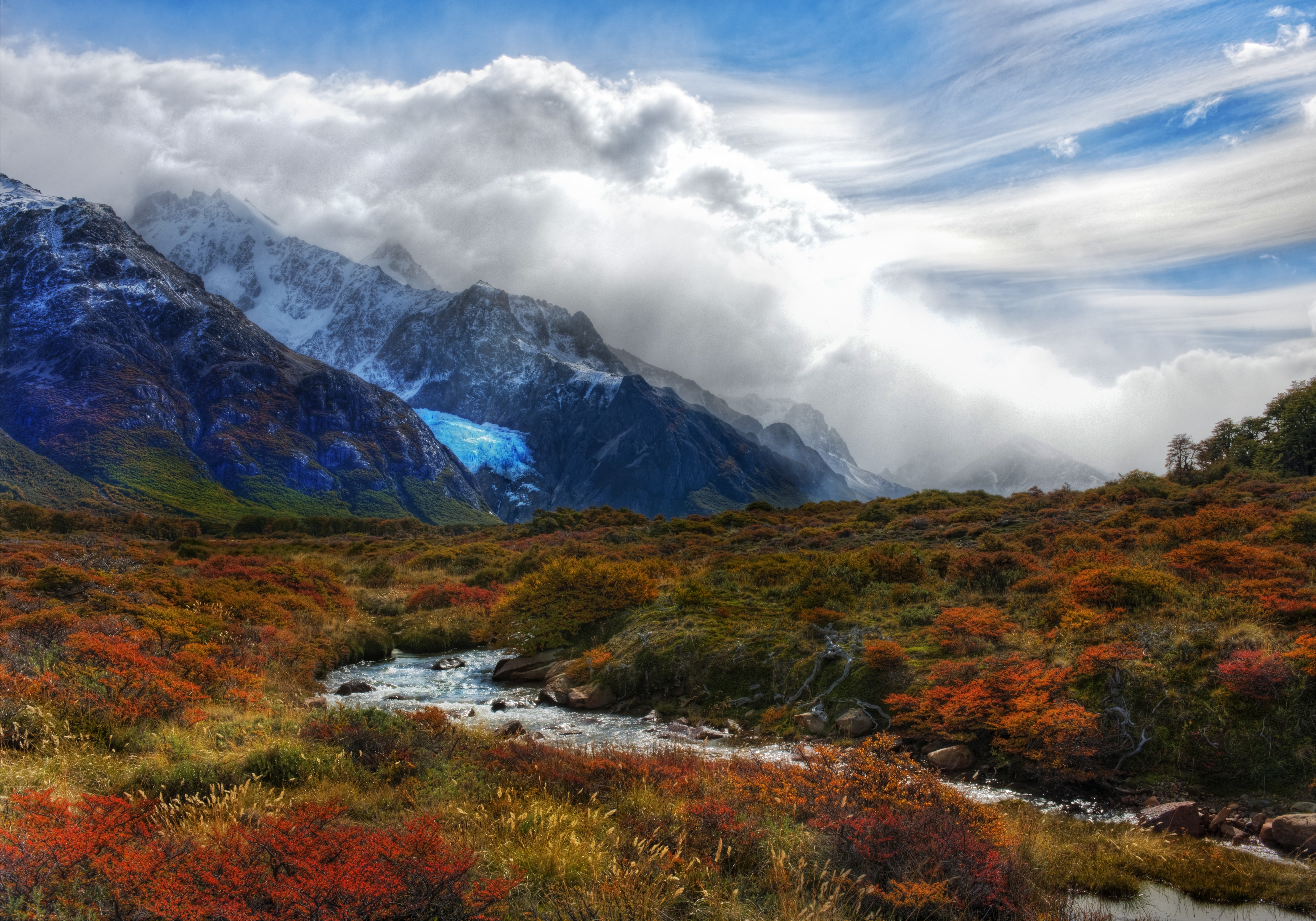 Andes Argentina Cloud Fall Landscape Mountain Nature Patagonia Stream 5760x4032