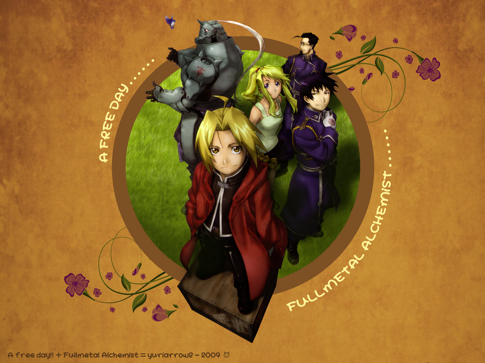 Alphonse Elric Edward Elric Maes Hughes Roy Mustang Winry Rockbell 1600x1200