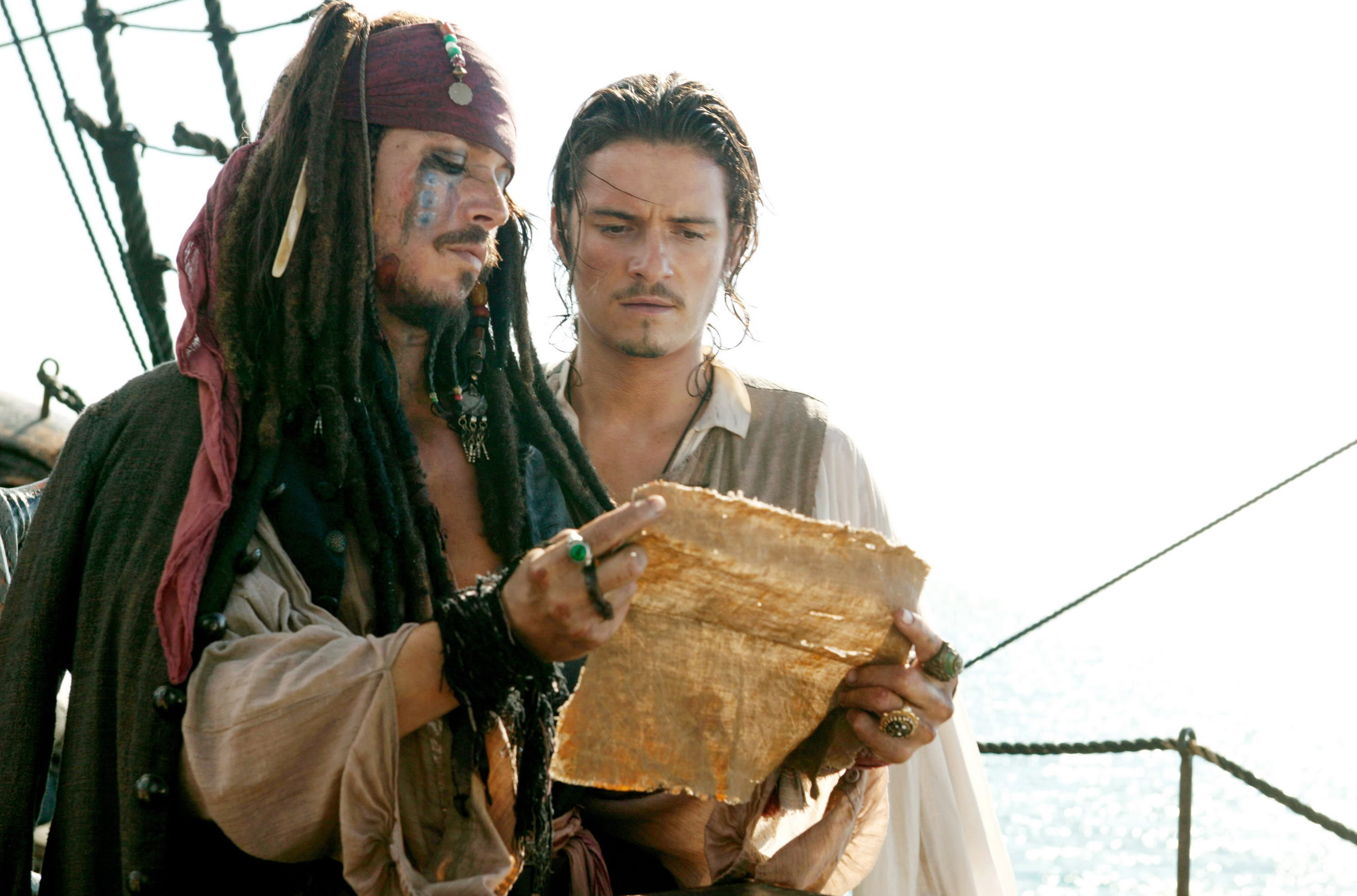 Jack Sparrow Johnny Depp Orlando Bloom Will Turner 2995x1978