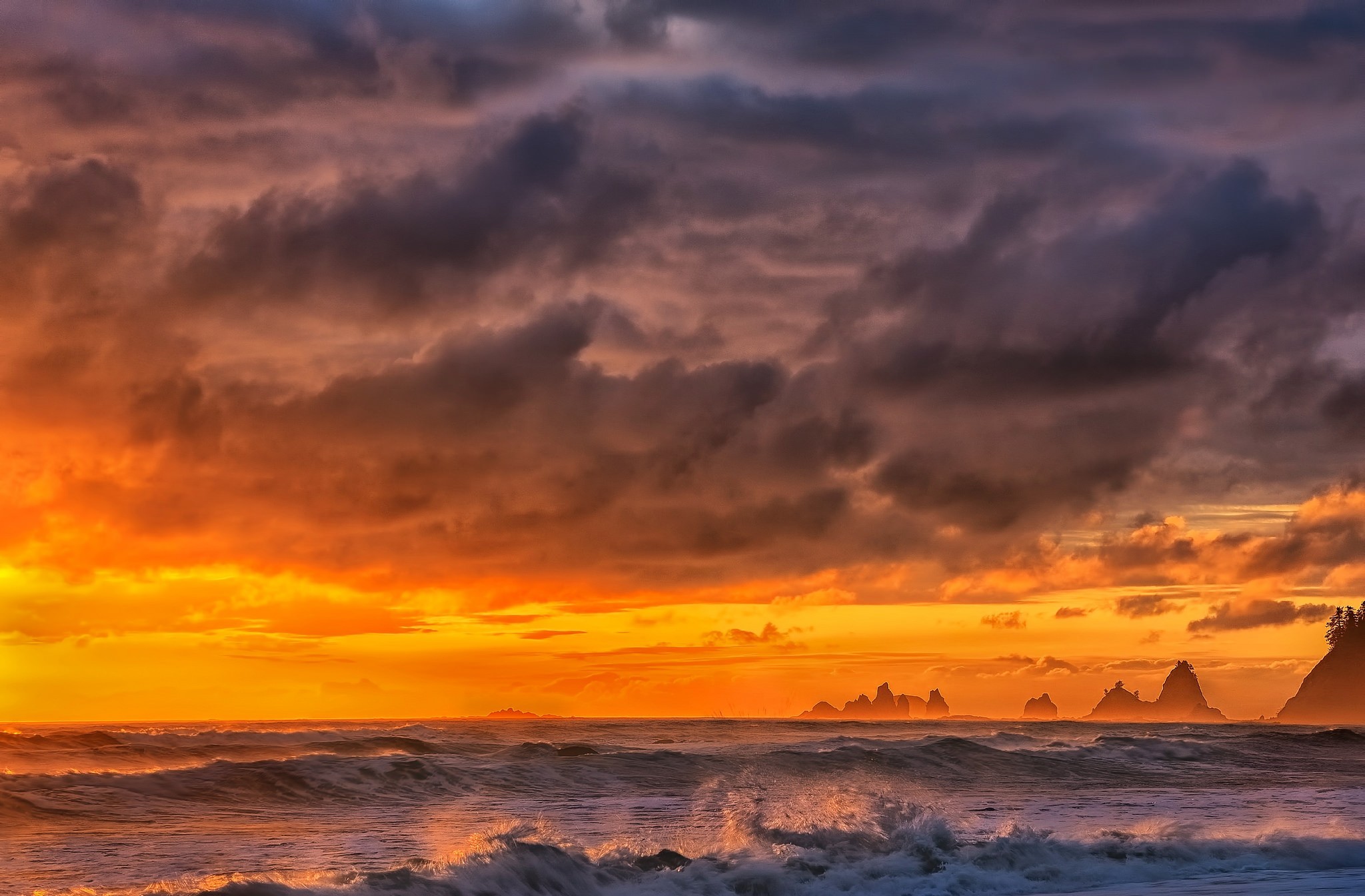 Cliff Cloud Colors Sunset Tide Wave 2048x1345