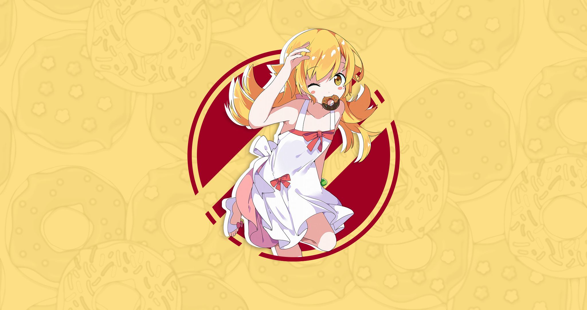 Monogatari Series Oshino Shinobu Anime Anime Girls Vampires Vampire Anime Blonde Long Hair Yellow Ey 2048x1080