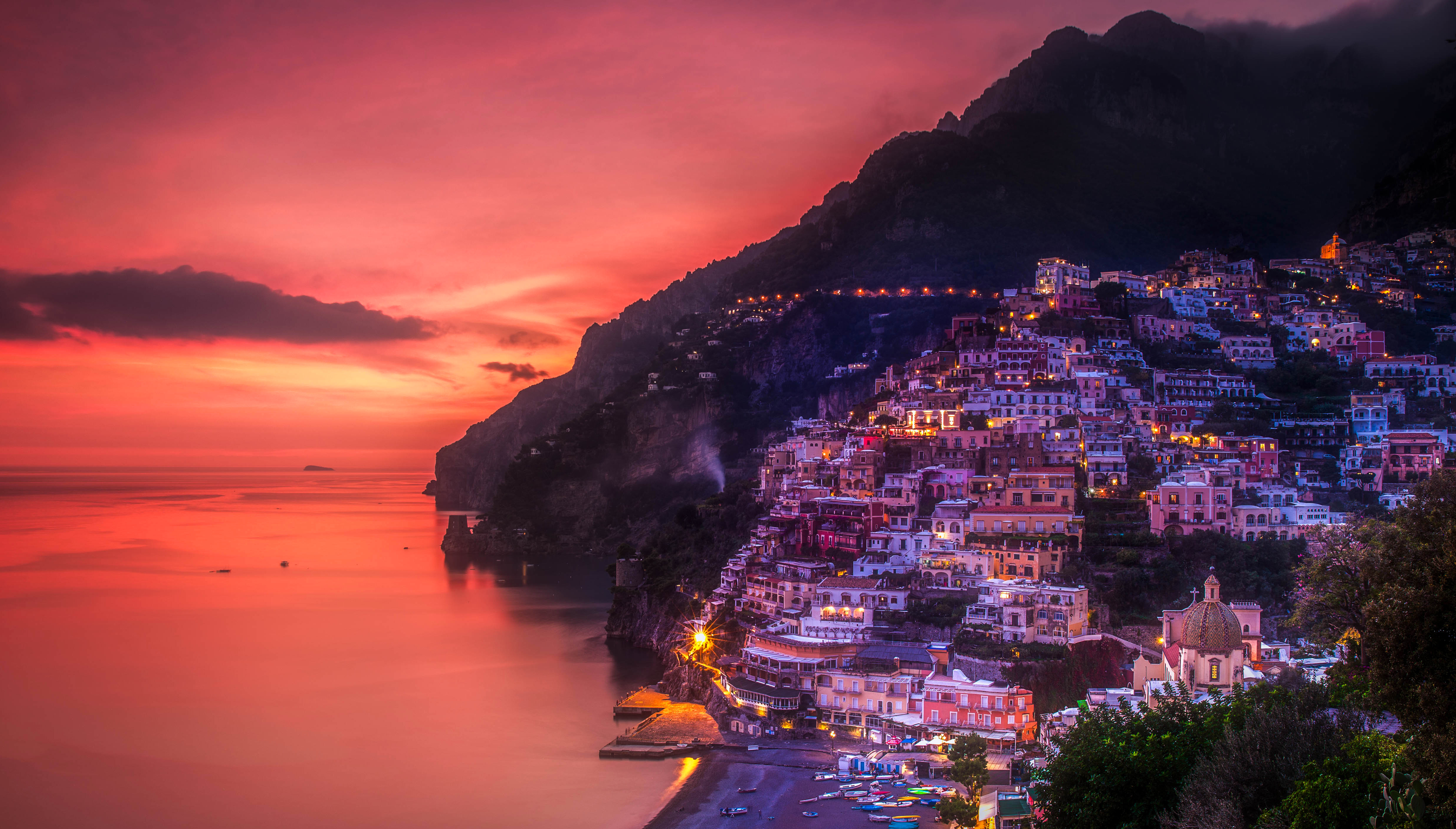 Coast House Italy Light Man Made Positano Town 4937x2810